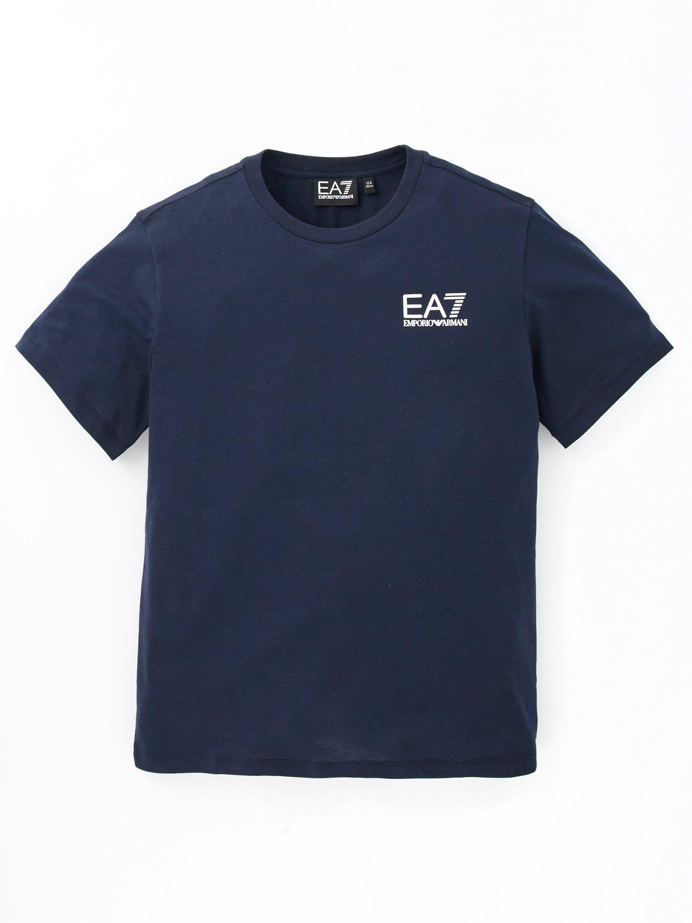 EA7 Emporio Armani Boys Short Sleeve Logo T Shirt Black littlewoods