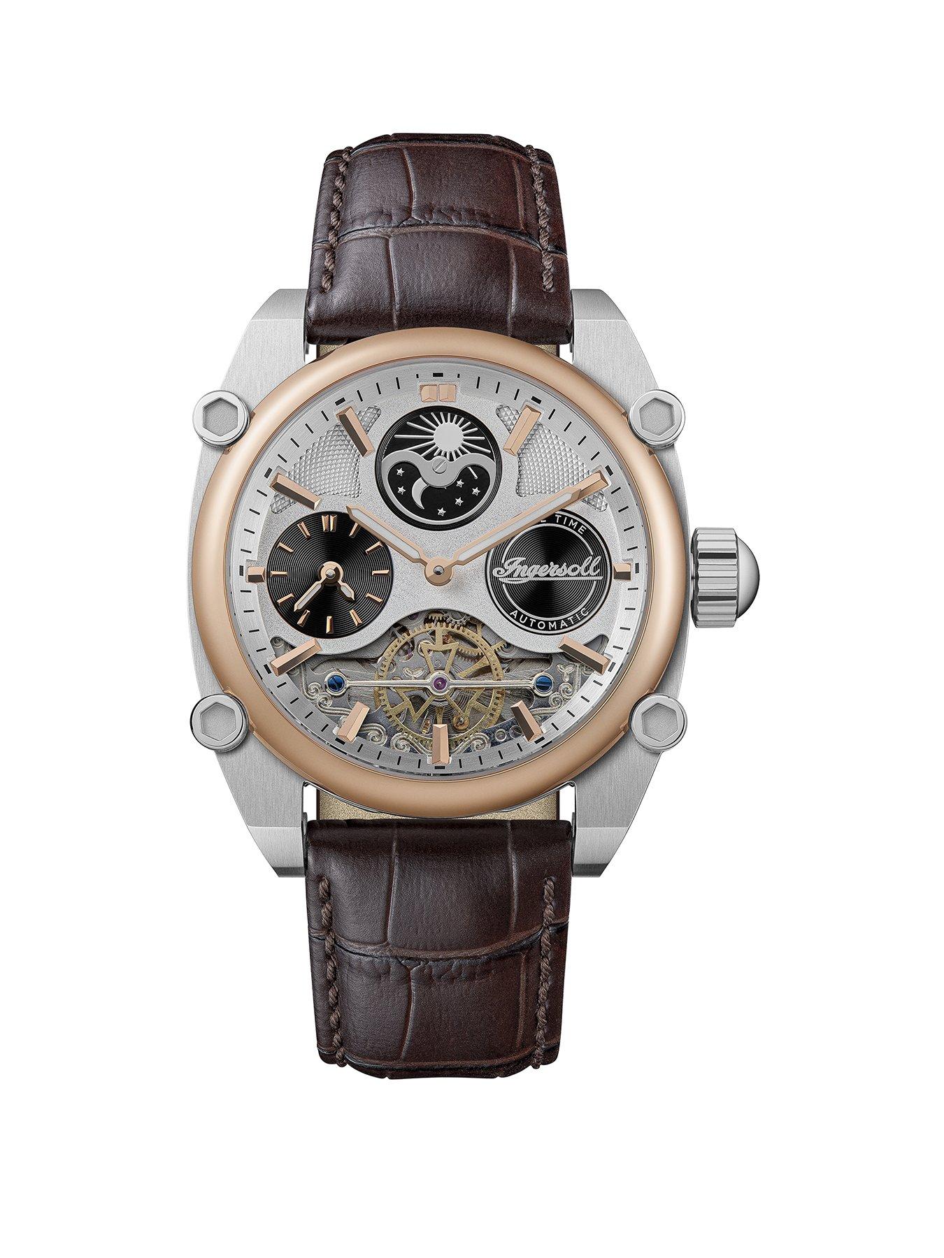 undefined 1892 The Varsity Automatic Mens Watch with White Dial and Brown Leather Strap - I15401