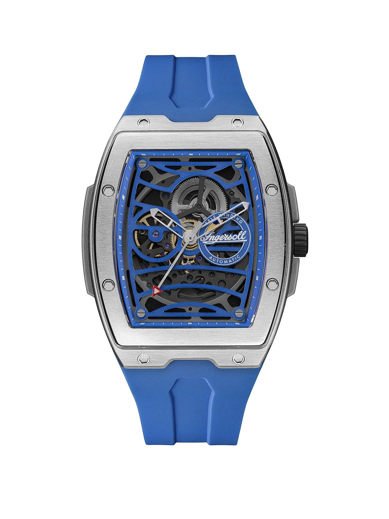 undefined 1892 The Challenger Automatic Mens Watch with Blue Dial and Blue PU Strap- I12308