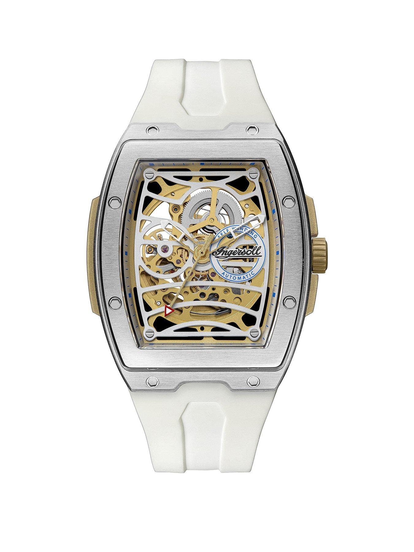 Ingersoll 1892 The Challenger Automatic Mens Watch with White Dial and White PU Strap- I12308