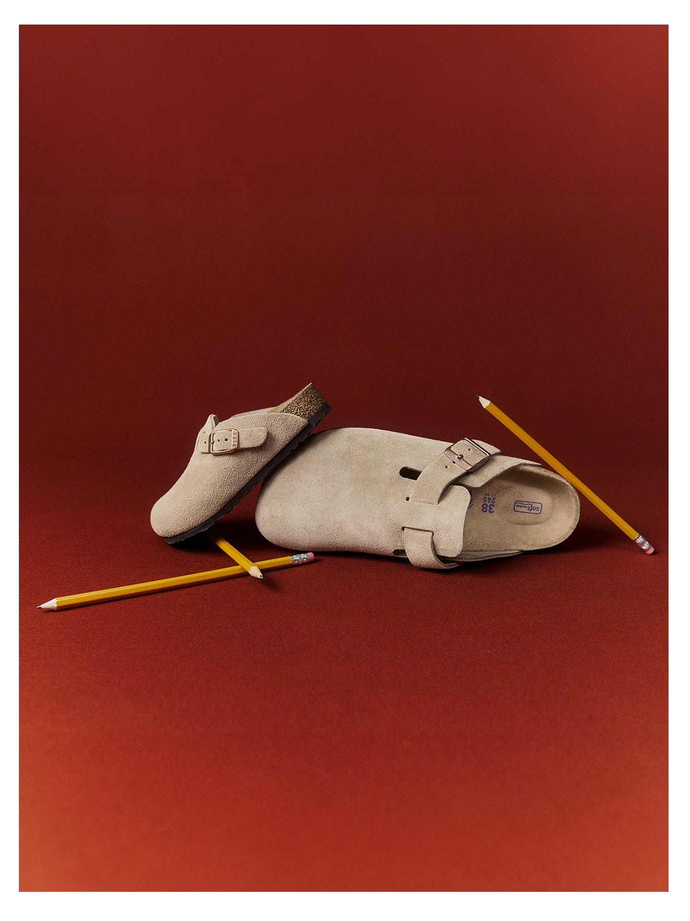 image of birkenstock-kids-boston-suede-classic-clogs-beige