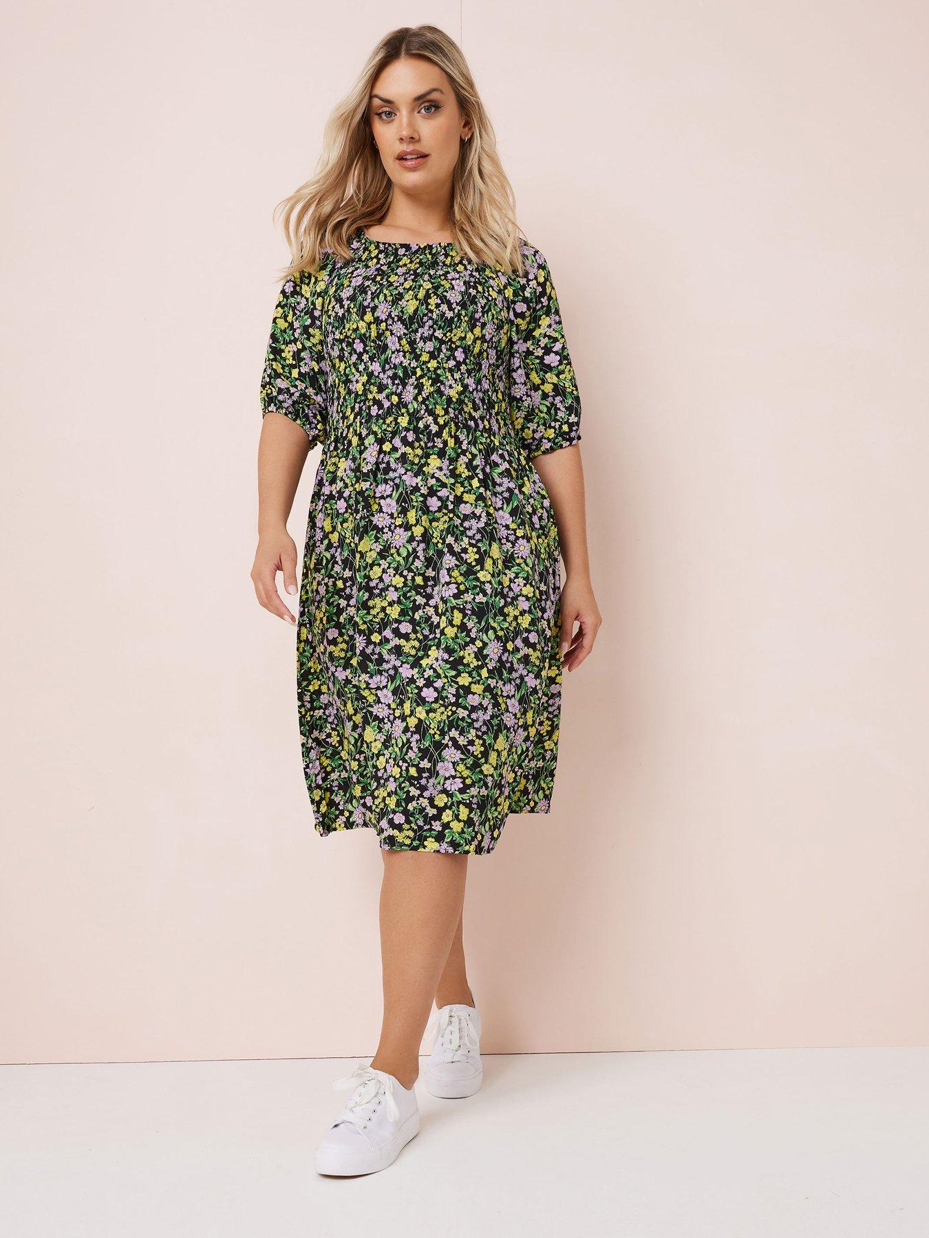undefined Curve Shirred Gypsy Dress