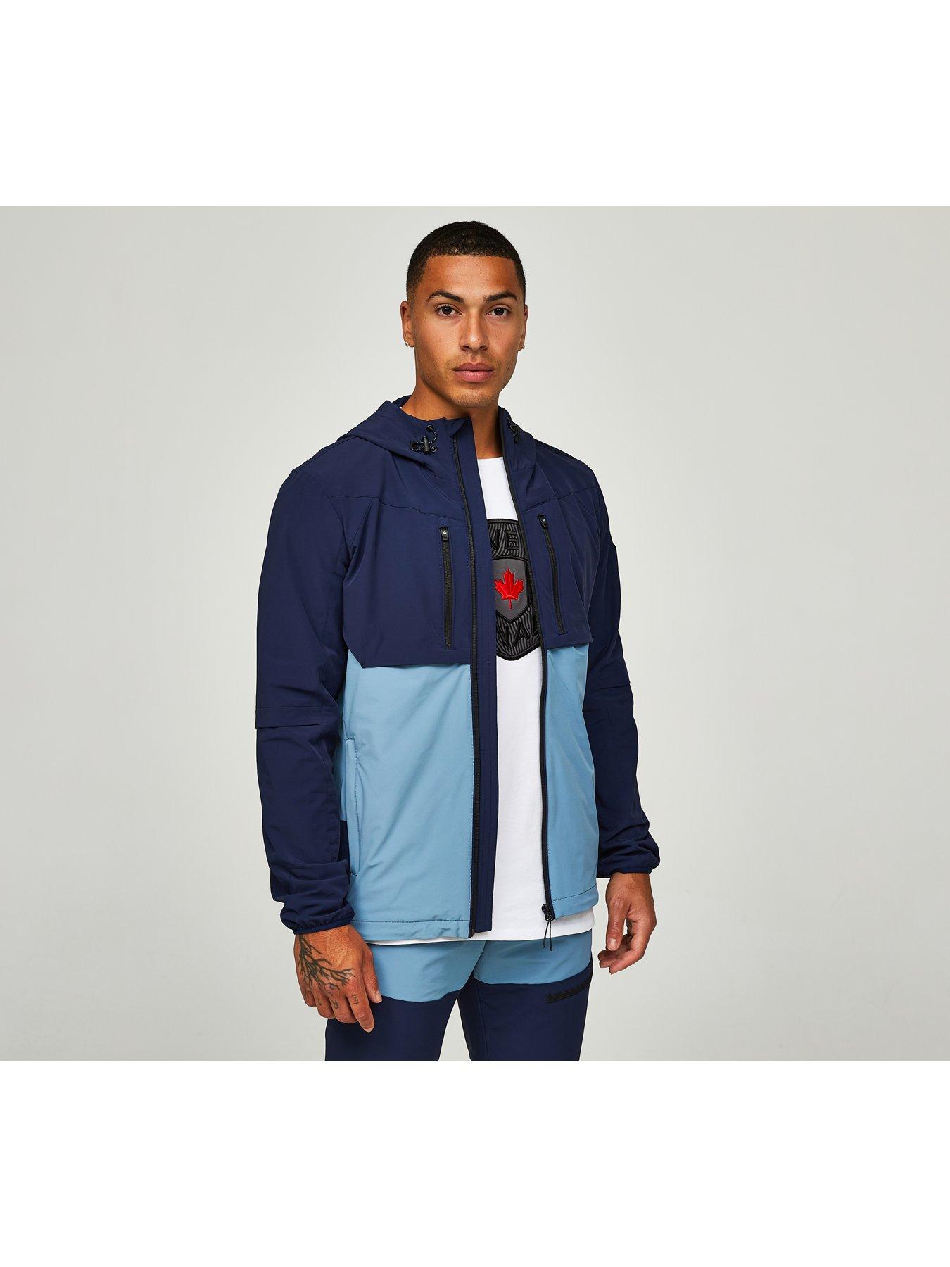  image of zavetti-canada-vosso-woven-zip-hoodie-blue