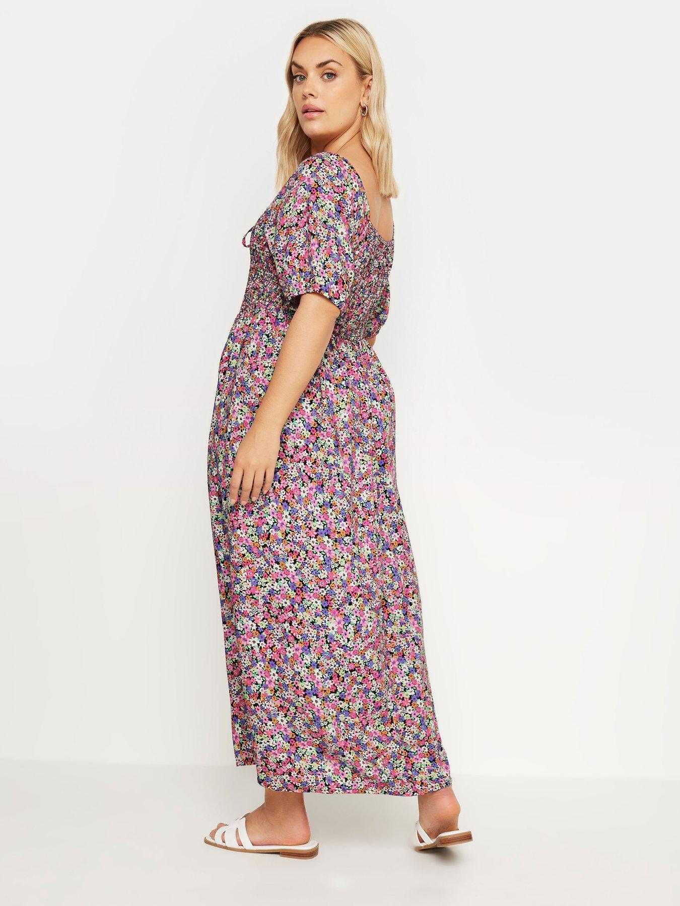  image of yours-curve-maxi-shirred-square-neck-dress-pink