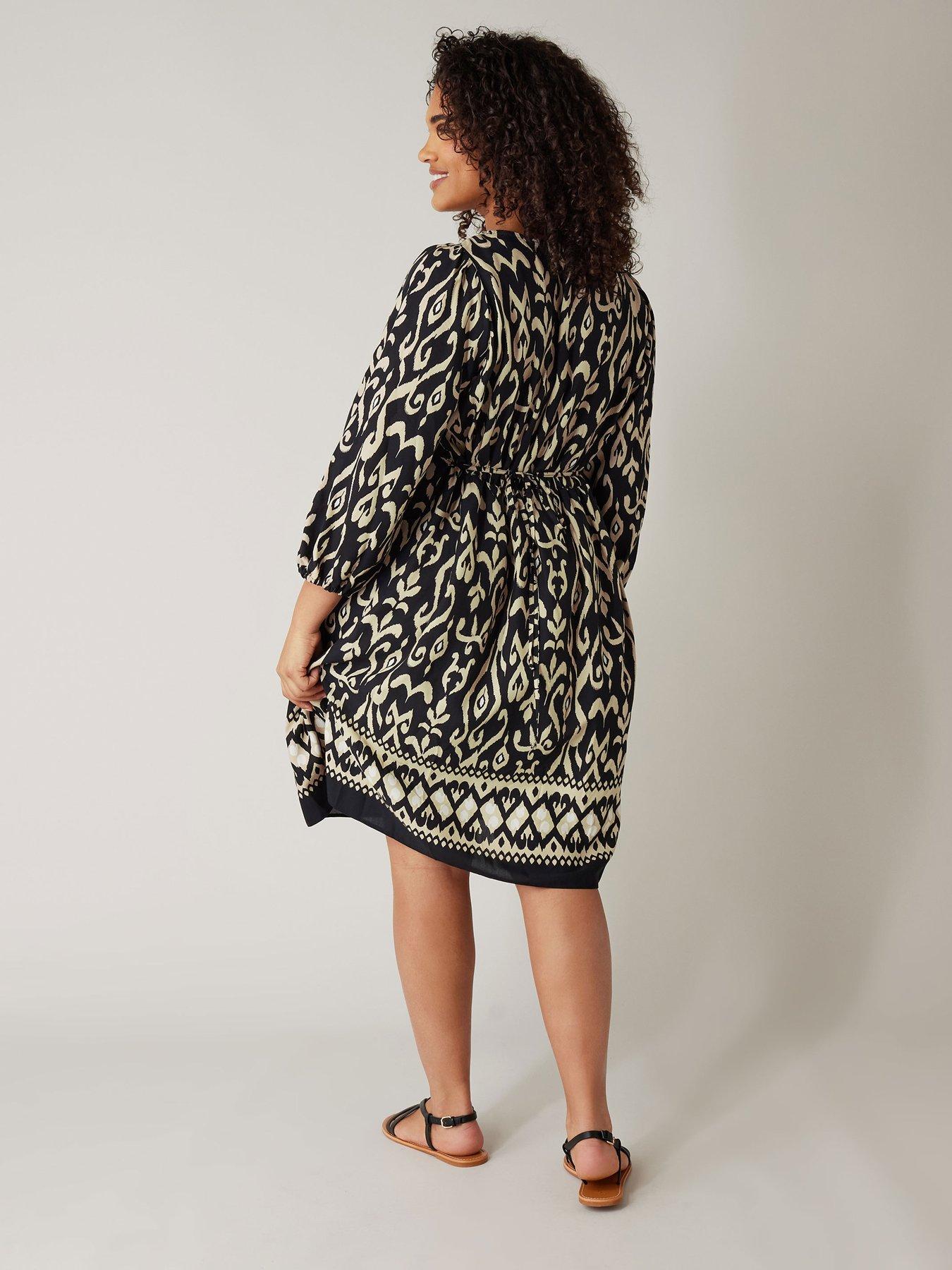 image of evans-border-print-dress-black