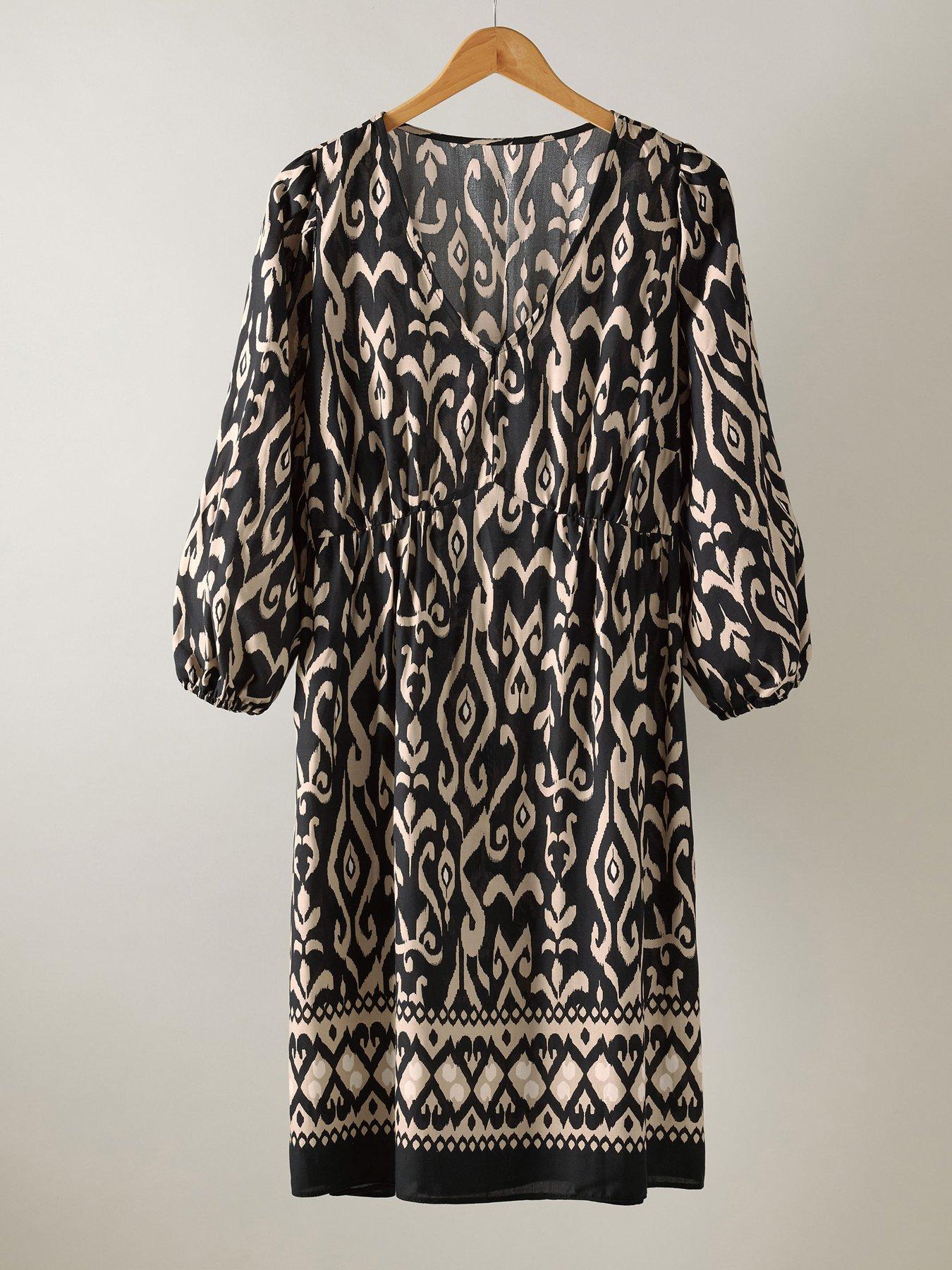  image of evans-border-print-dress-black