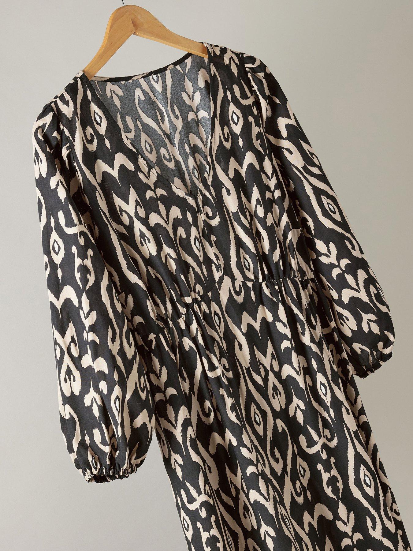  image of evans-border-print-dress-black