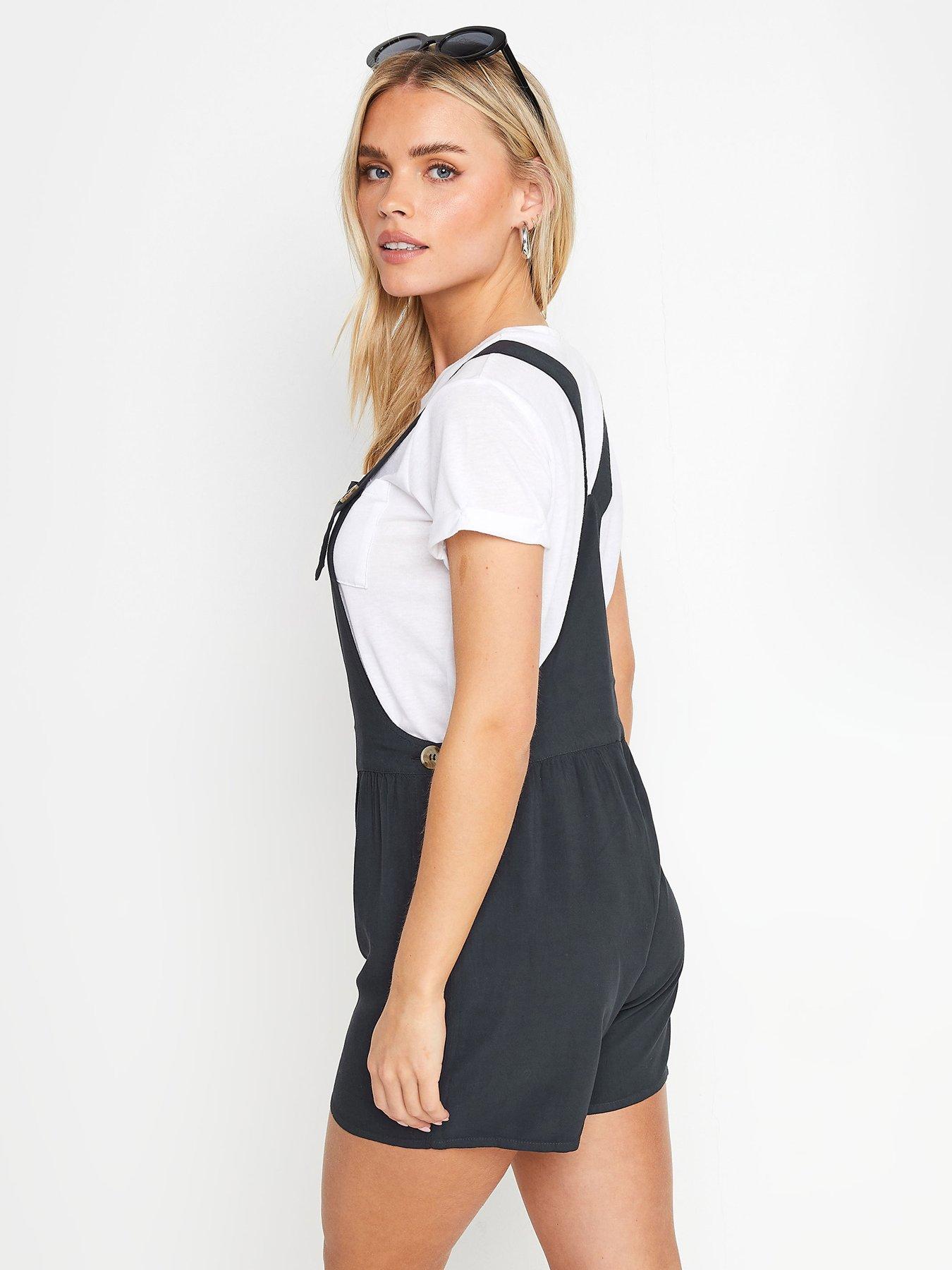 Image 2 of 4 of PixieGirl Petite Acid Wash Short Dungarees