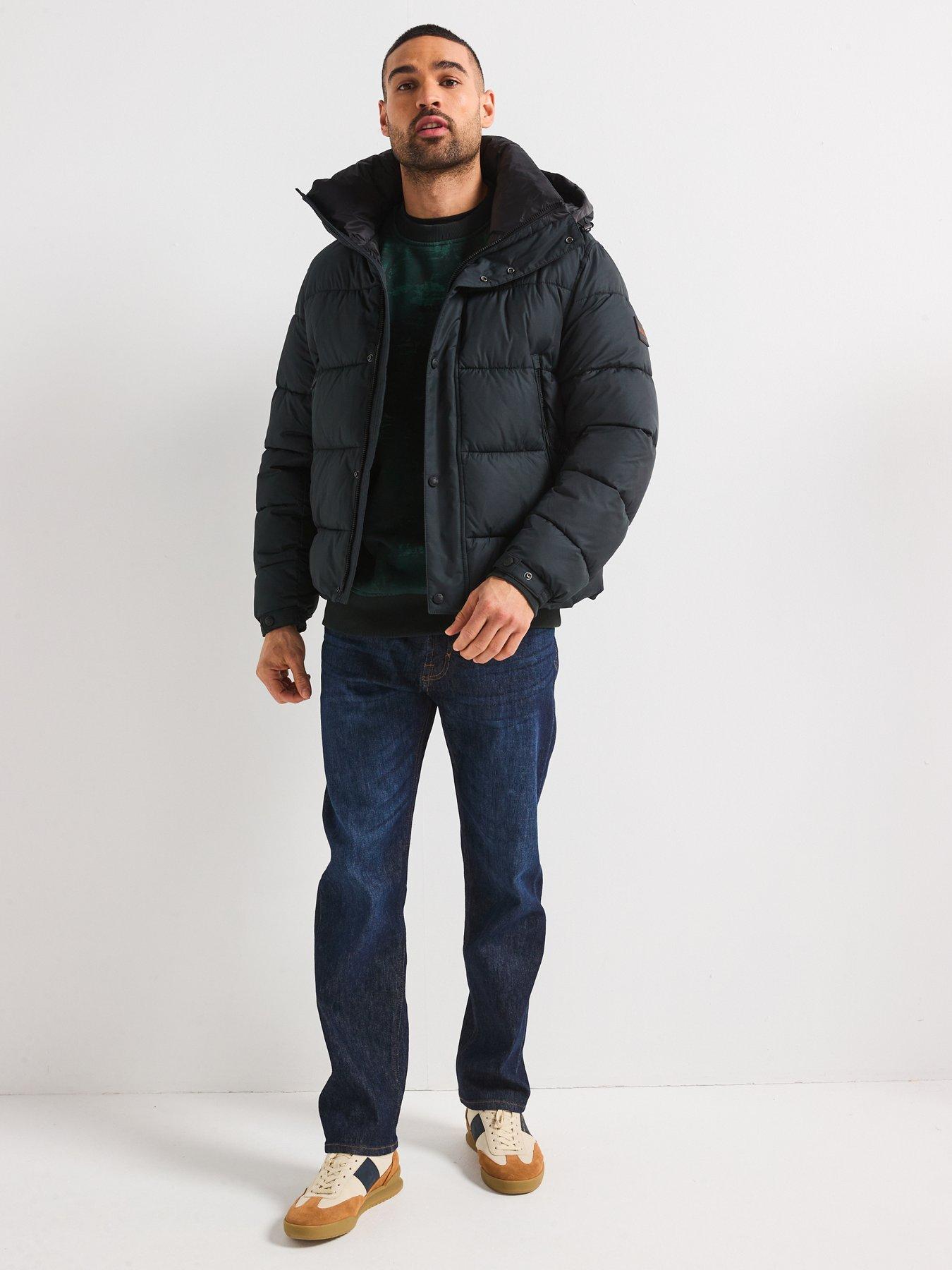  image of boss-omaris-regular-fit-quilted-hooded-jacket-black