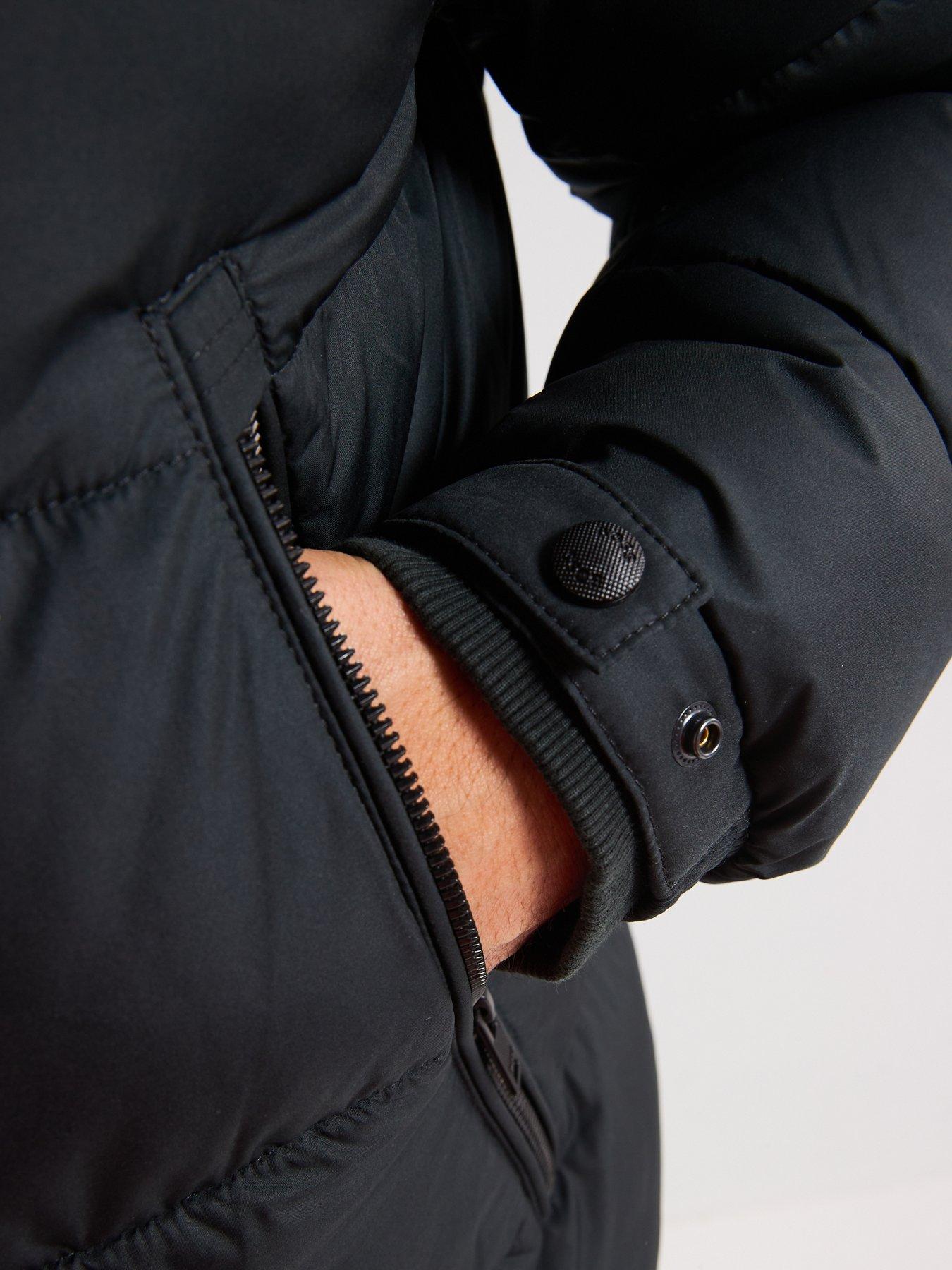  image of boss-omaris-regular-fit-quilted-hooded-jacket-black