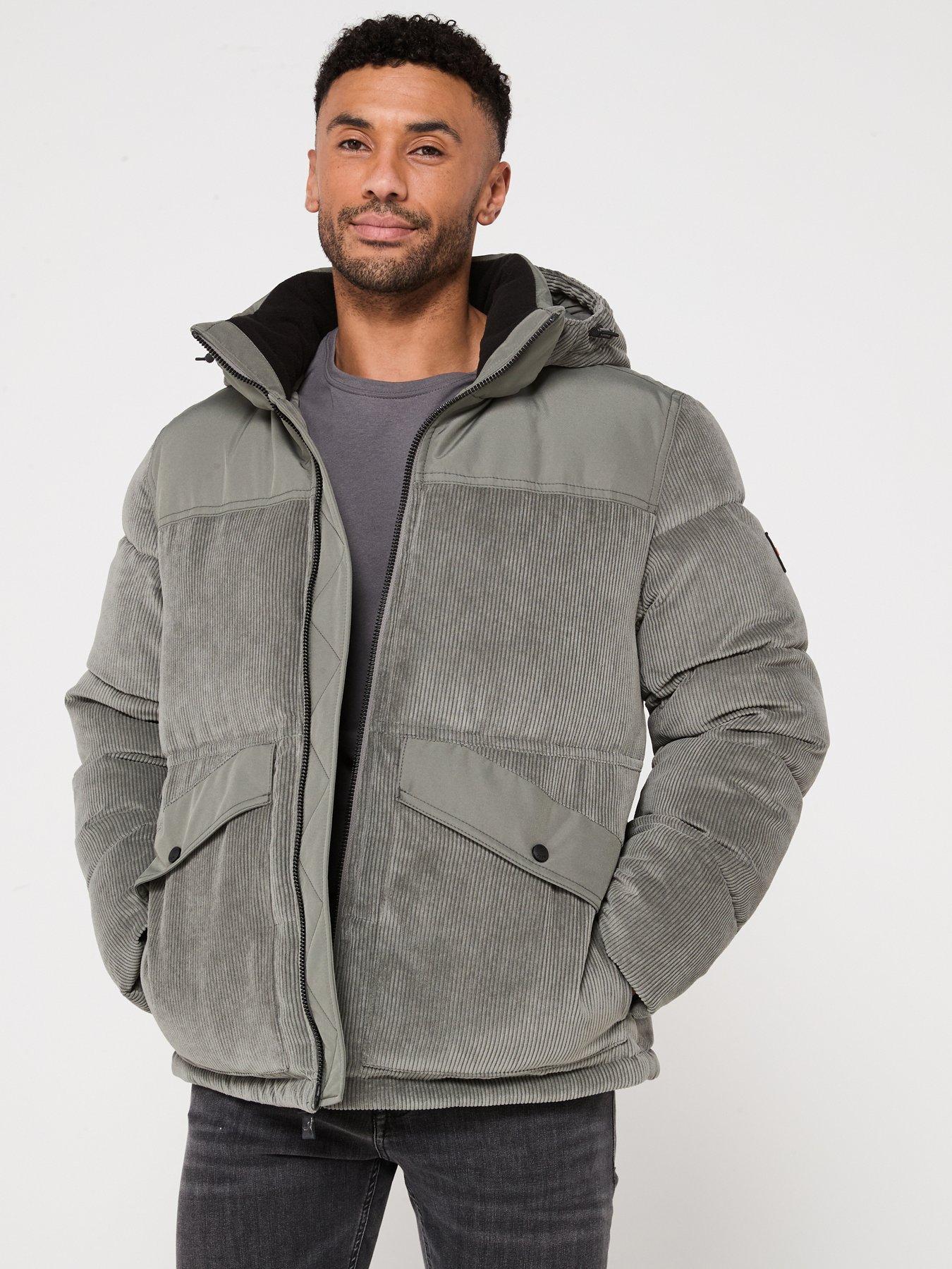 undefined Odope Relaxed Fit Corduroy Quilted Hooded Jacket - Grey