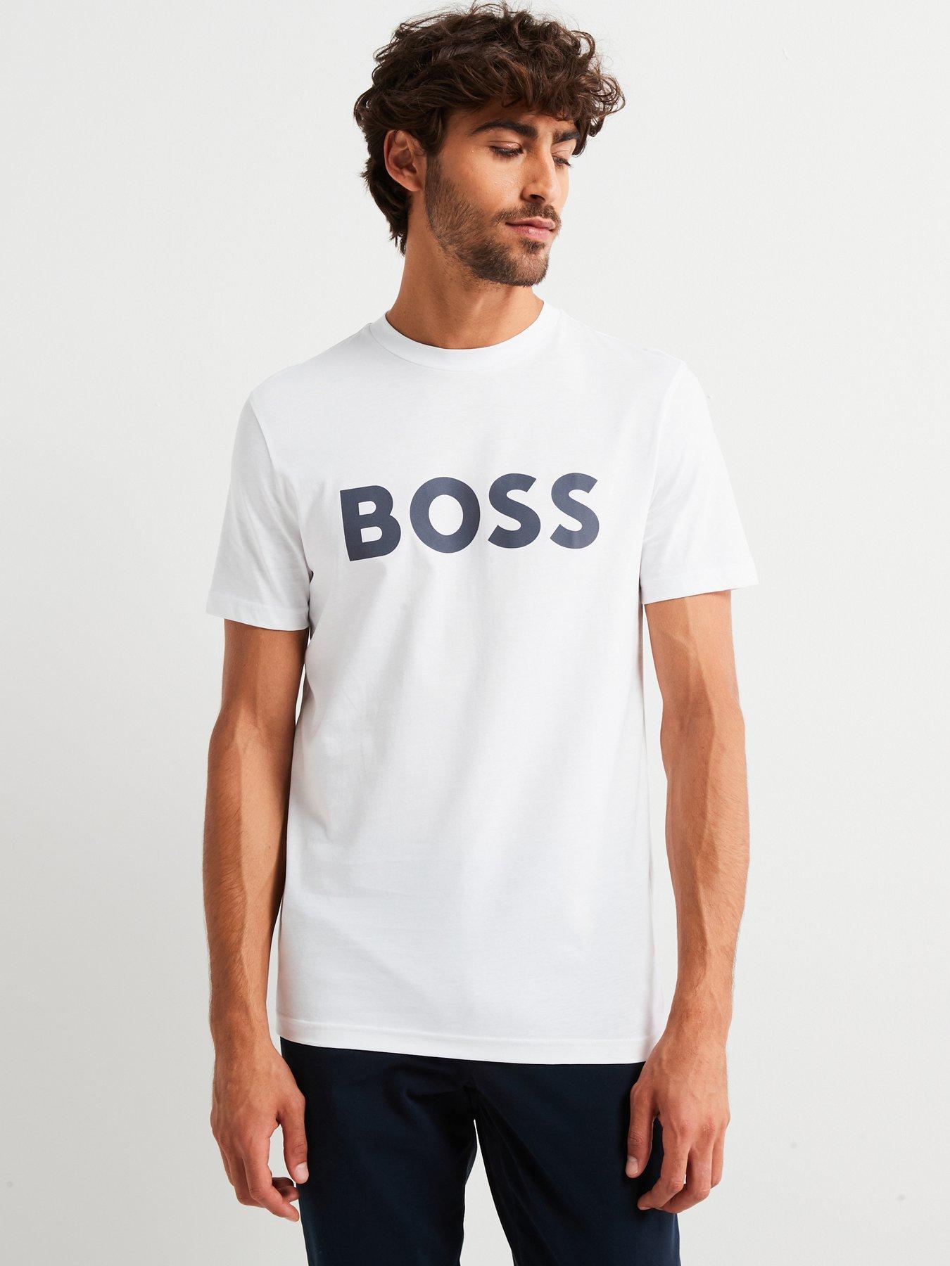 Image 1 of 4 of BOSS Thinking 1 Regular Fit Large Logo T-Shirt - White