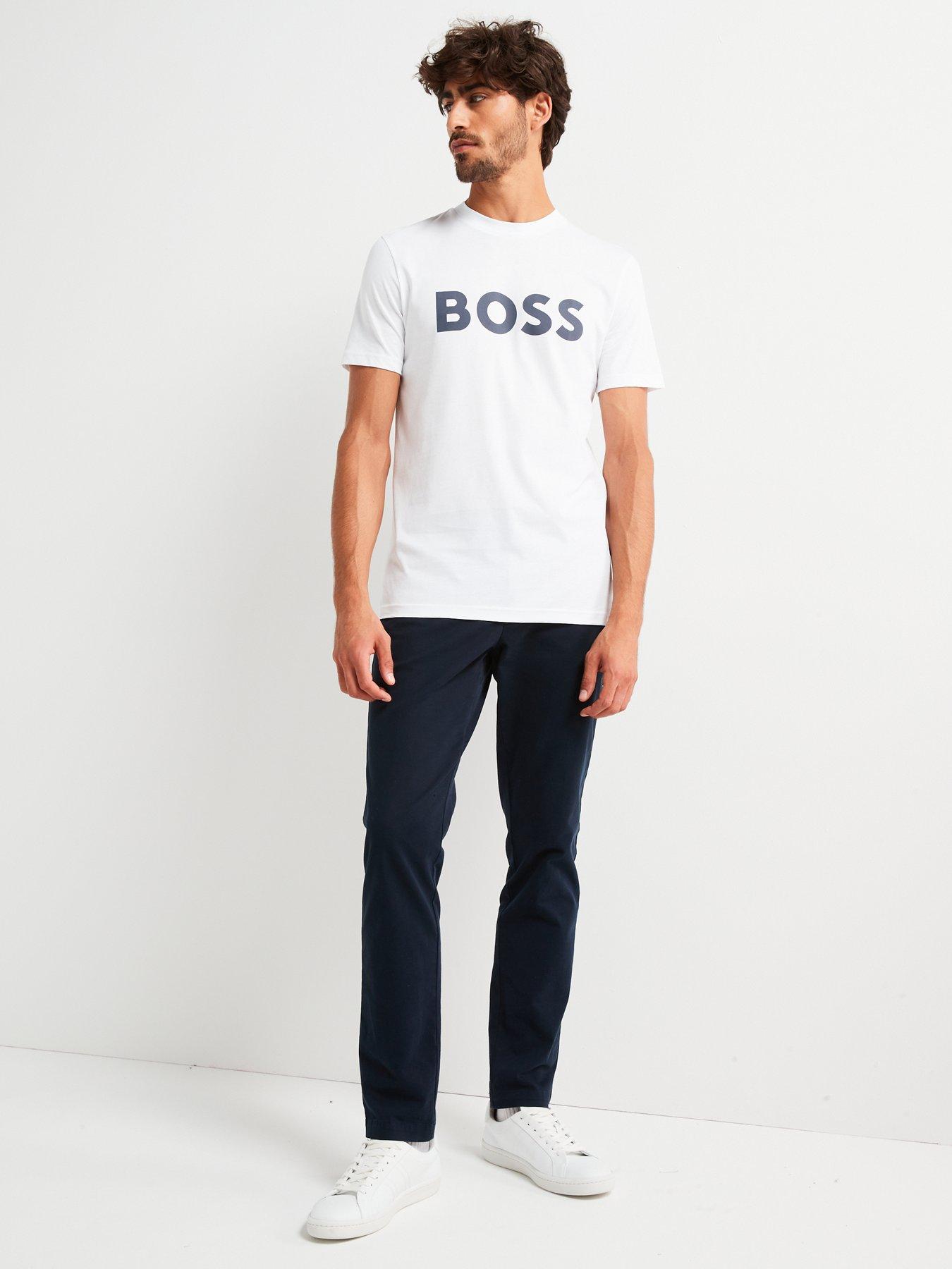 Image 3 of 4 of BOSS Thinking 1 Regular Fit Large Logo T-Shirt - White