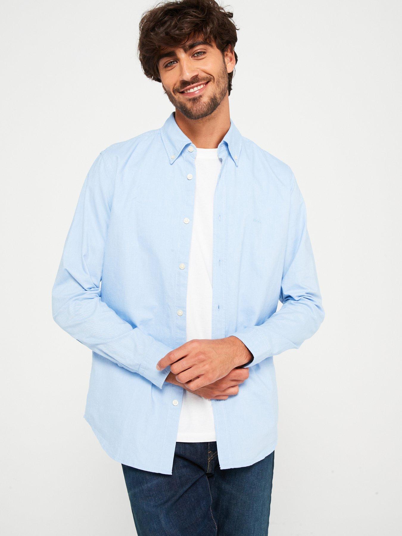 BOSS Rickert Button Down Regular Fit Oxford Shirt - Light Blue
