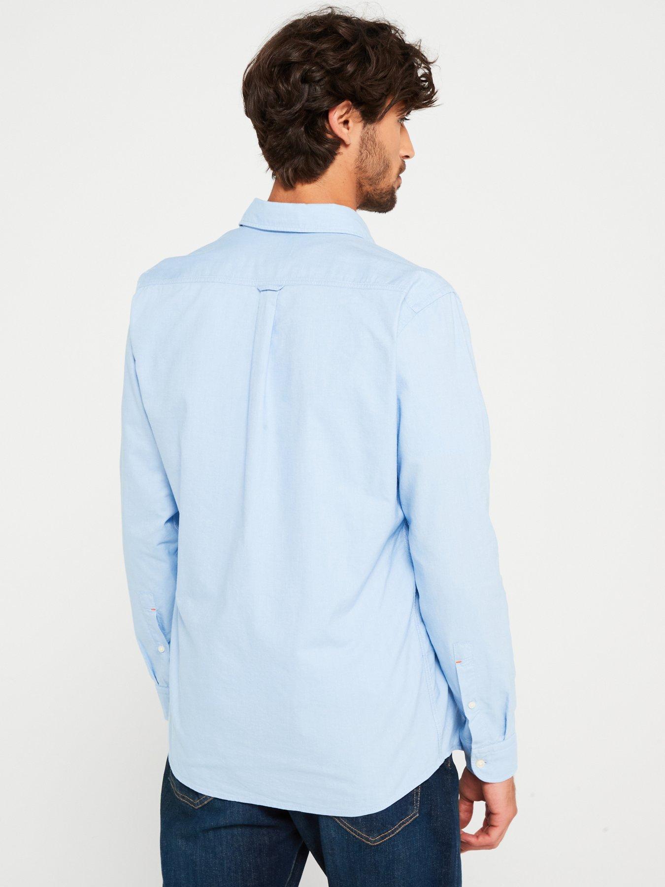 Image 2 of 5 of BOSS Mens Rickert Regular Fit Button-Down Cotton Oxford Shirt - Open Blue