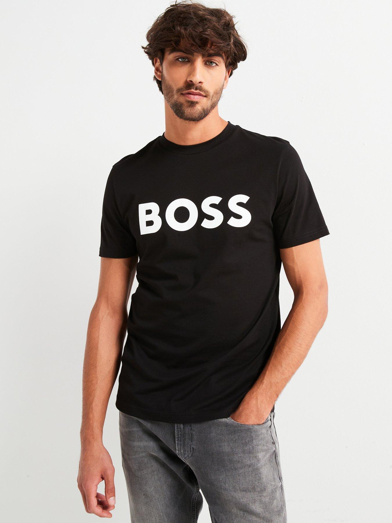 BOSS Thinking 1 Regular Fit Large Logo T-Shirt - Black