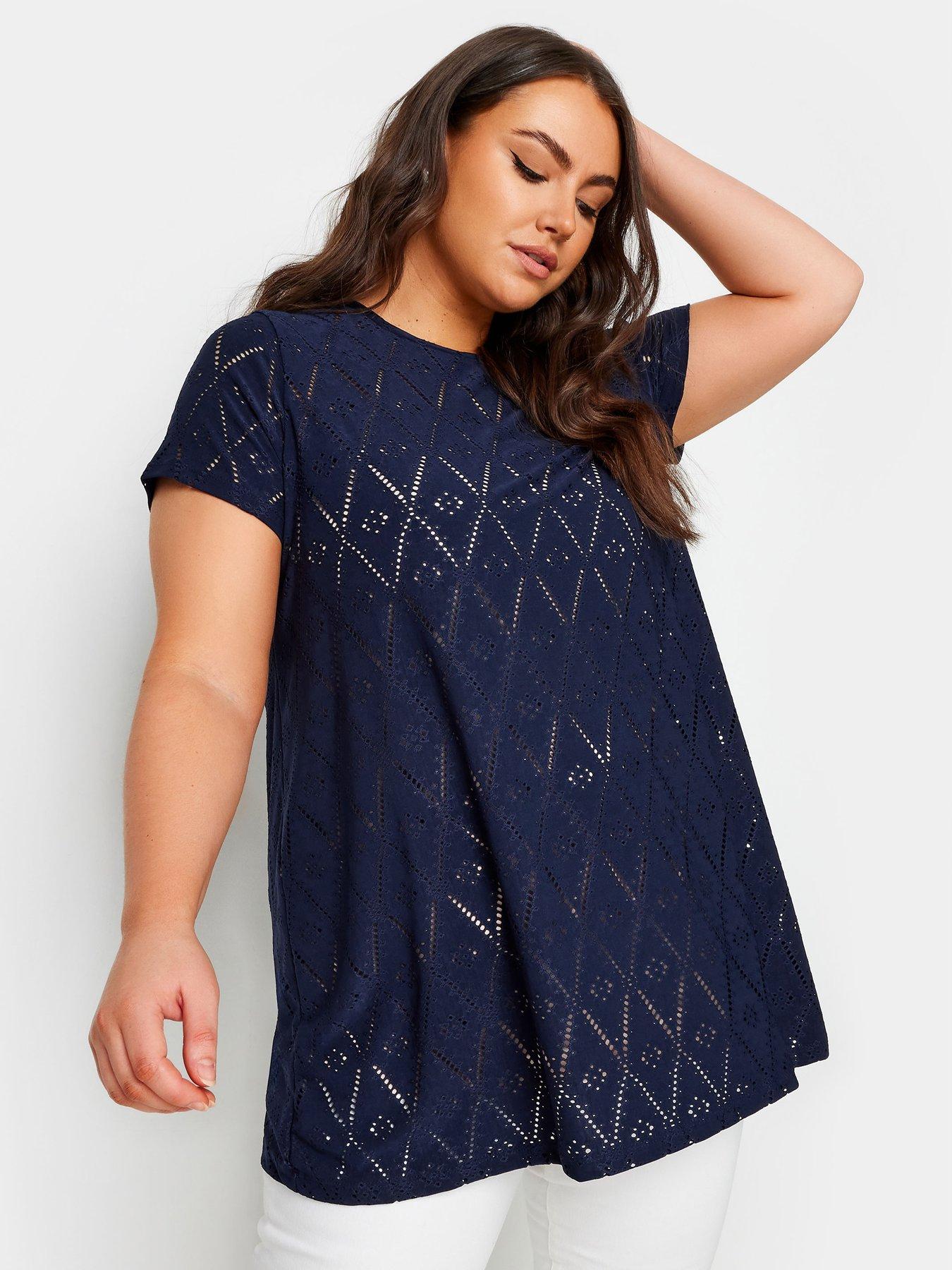 undefined Curve Broderie Swing T-shirt - Blue