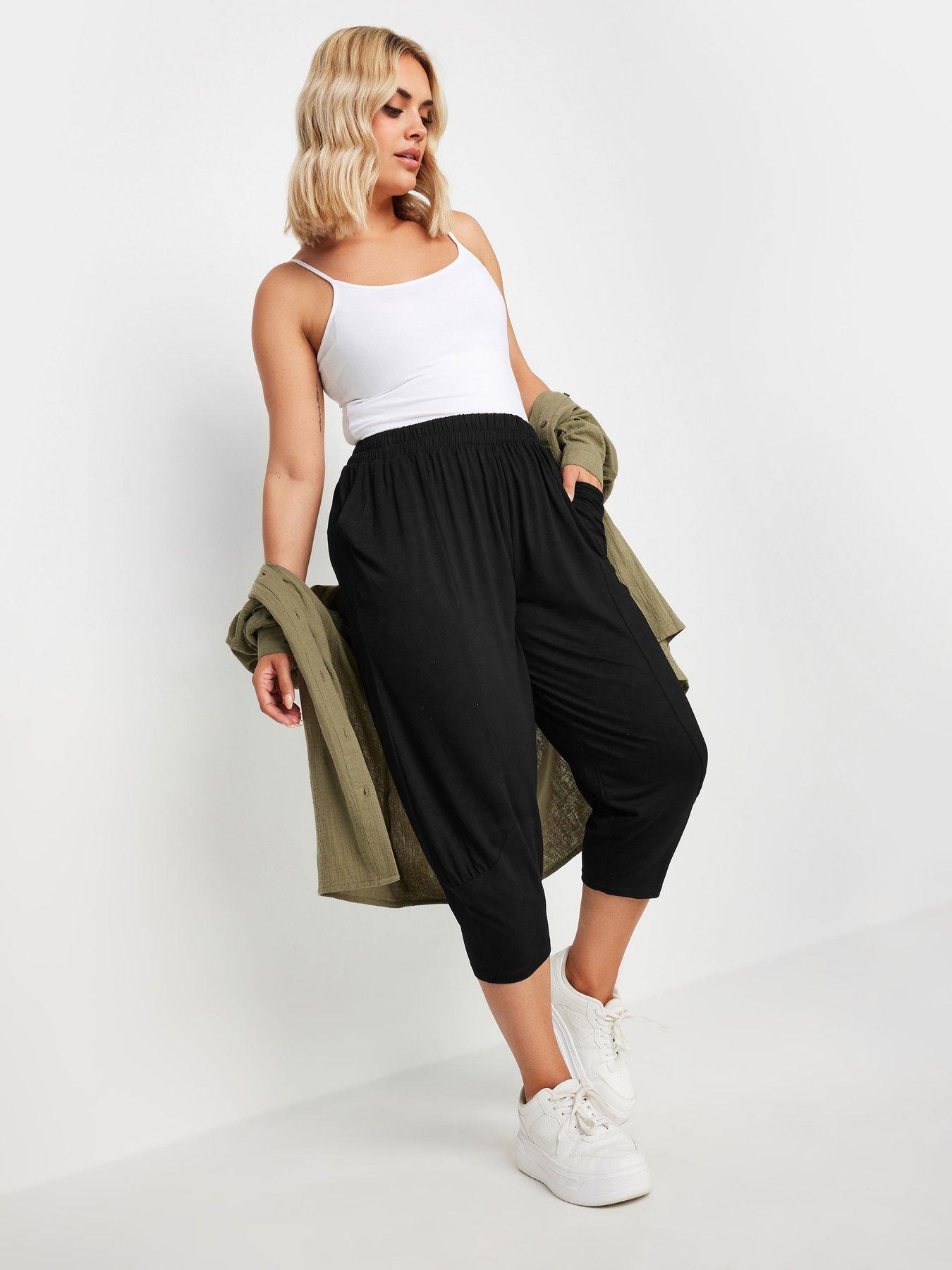  image of yours-curve-ruched-cropped-harem-black
