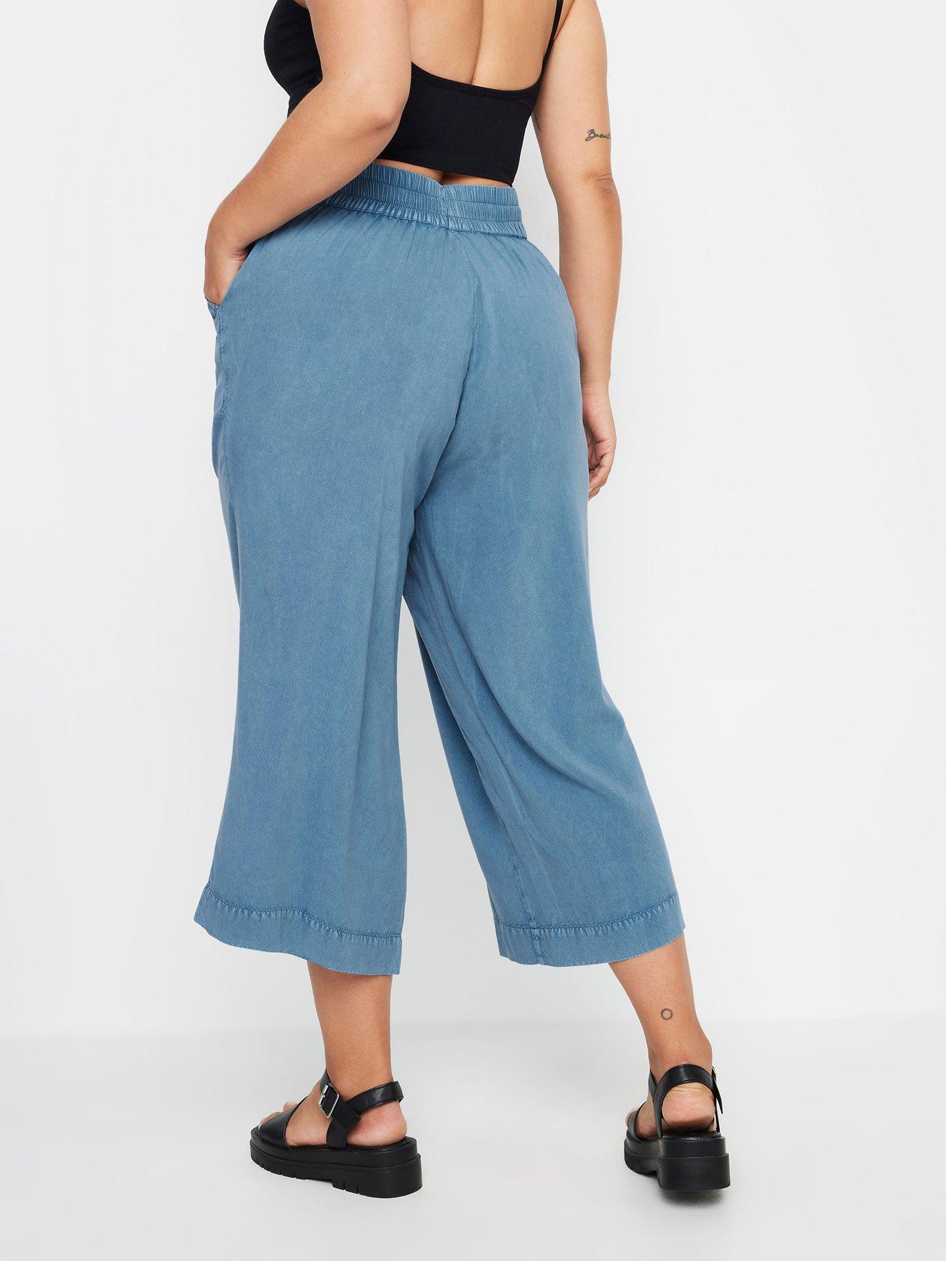  image of yours-curve-chambray-culotte-blue