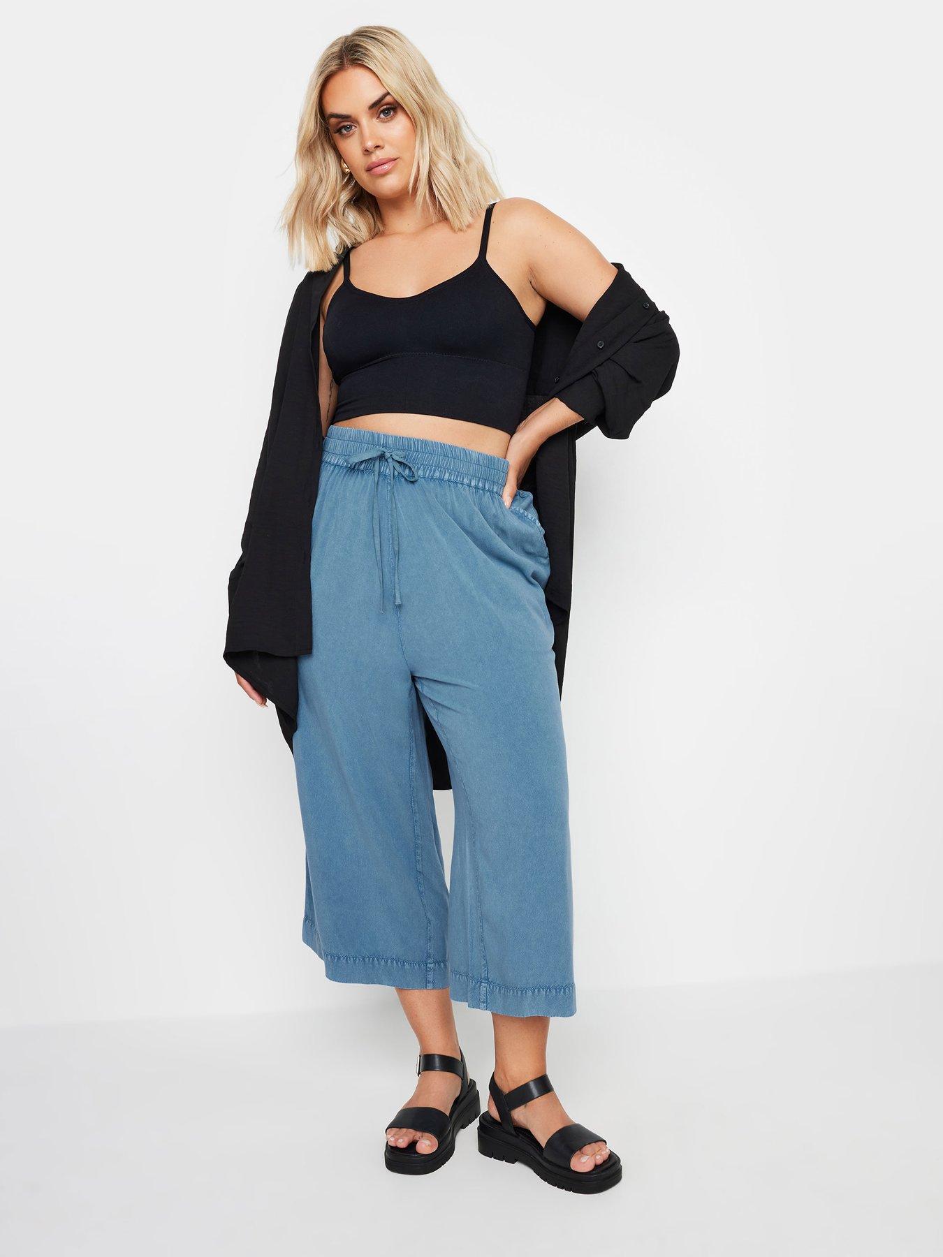 image of yours-curve-chambray-culotte-blue