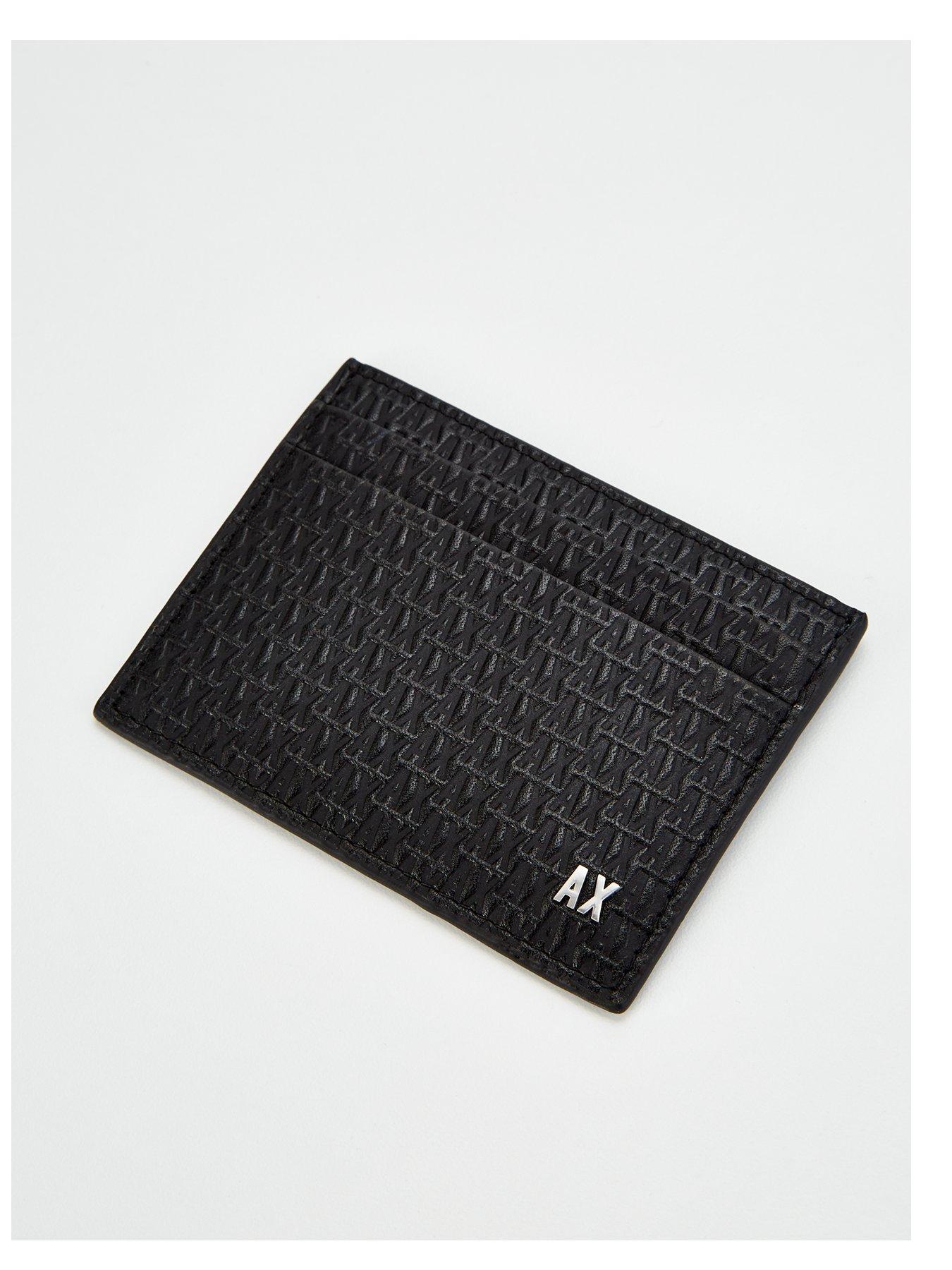  image of armani-exchange-micro-monogram-credit-card-holder-black
