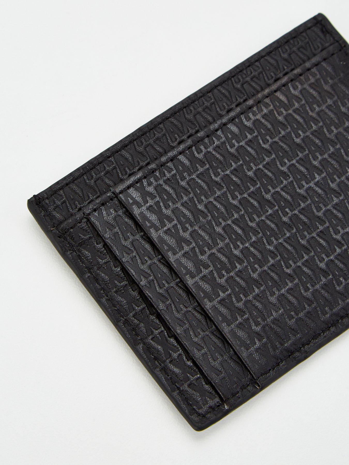  image of armani-exchange-micro-monogram-credit-card-holder-black