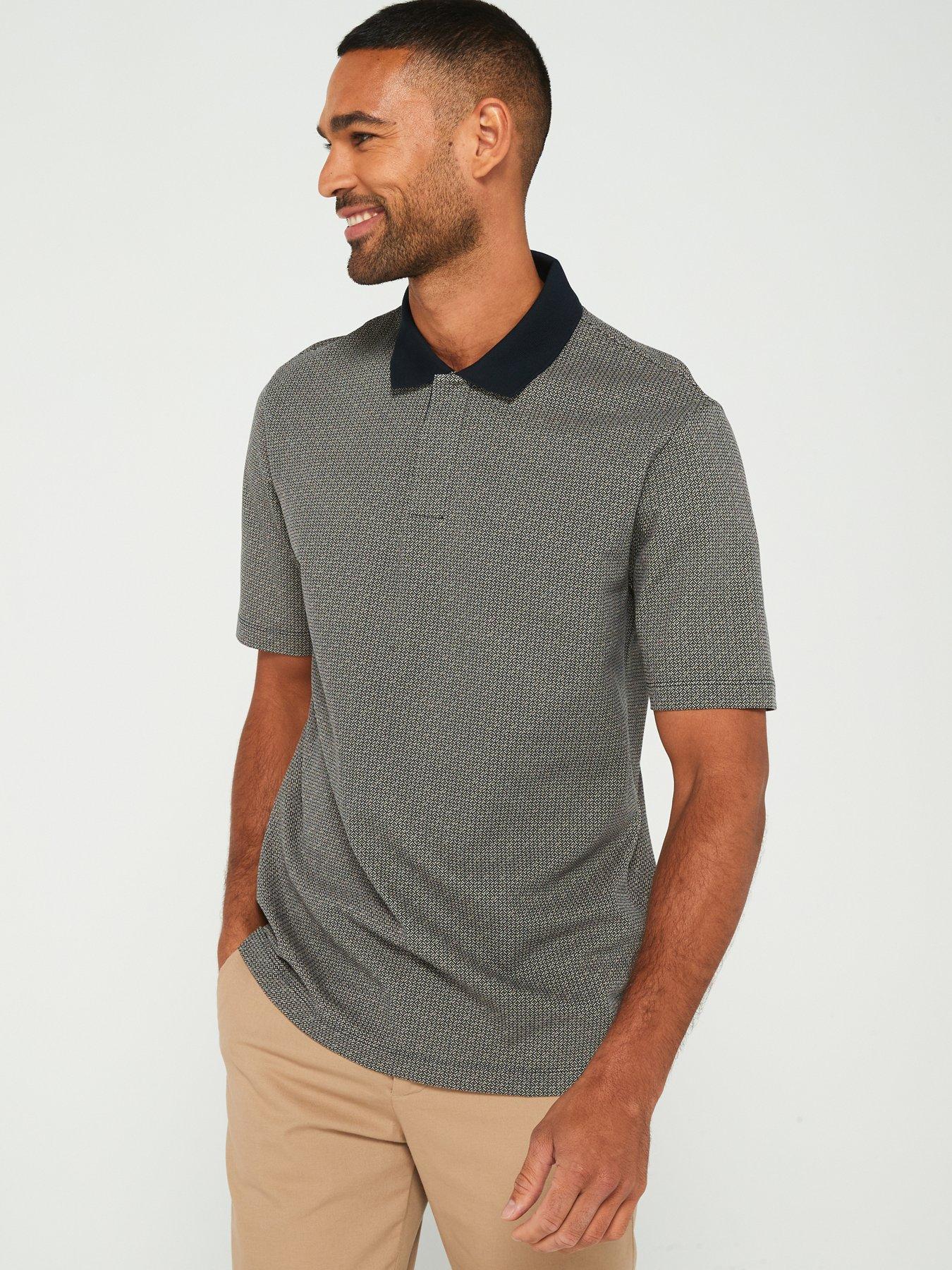 undefined Regular Fit Micro Print Polo Shirt - Navy