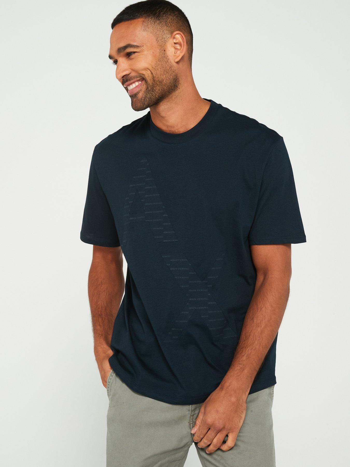 front image of armani-exchange-relaxed-fit-large-ax-infill-logo-t-shirt-navy