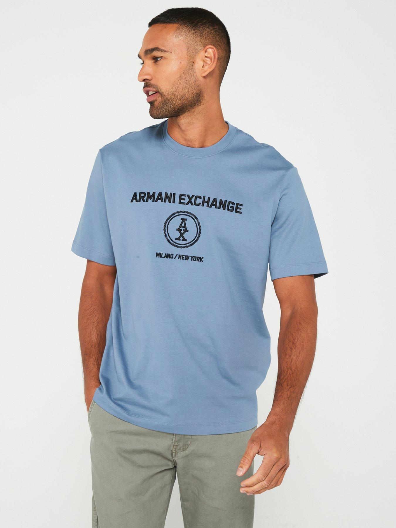  image of armani-exchange-relaxed-fit-centre-monogram-logo-t-shirt-blue