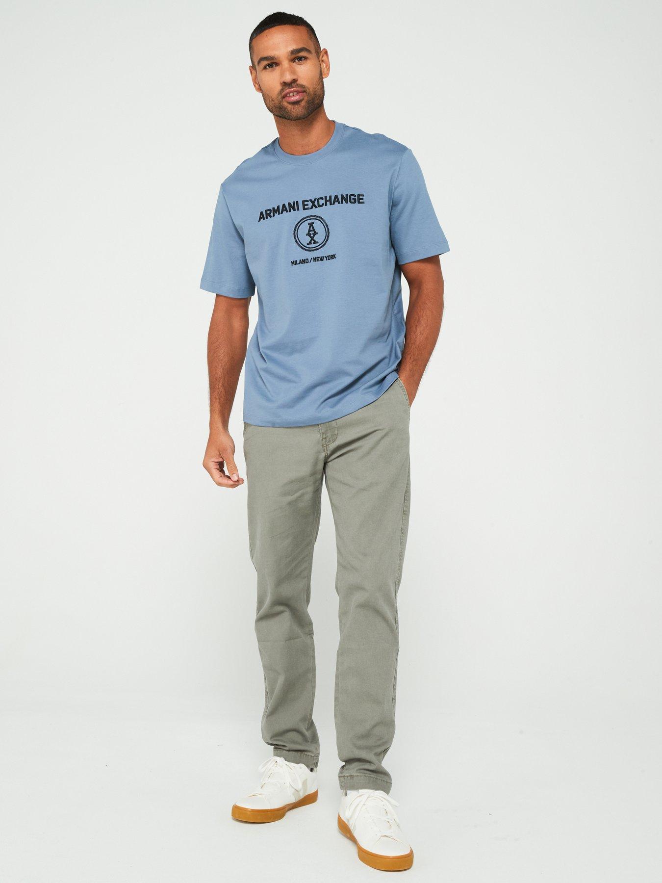  image of armani-exchange-relaxed-fit-centre-monogram-logo-t-shirt-blue
