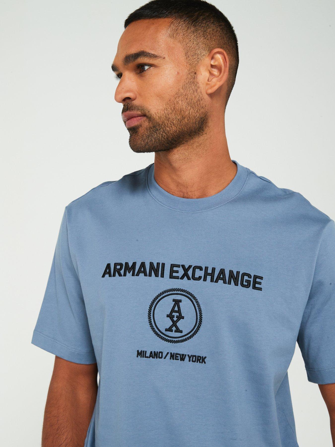  image of armani-exchange-relaxed-fit-centre-monogram-logo-t-shirt-blue