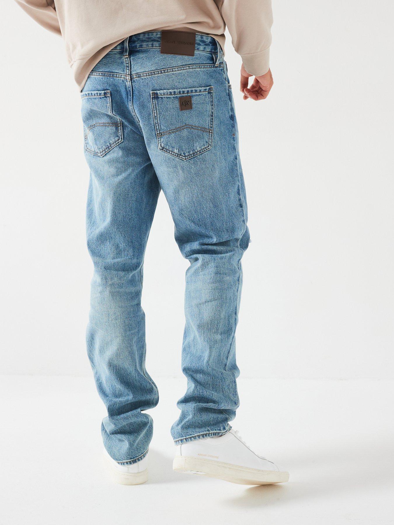  image of armani-exchange-j13-rip-amp-repair-slim-fit-jeans-light-wash
