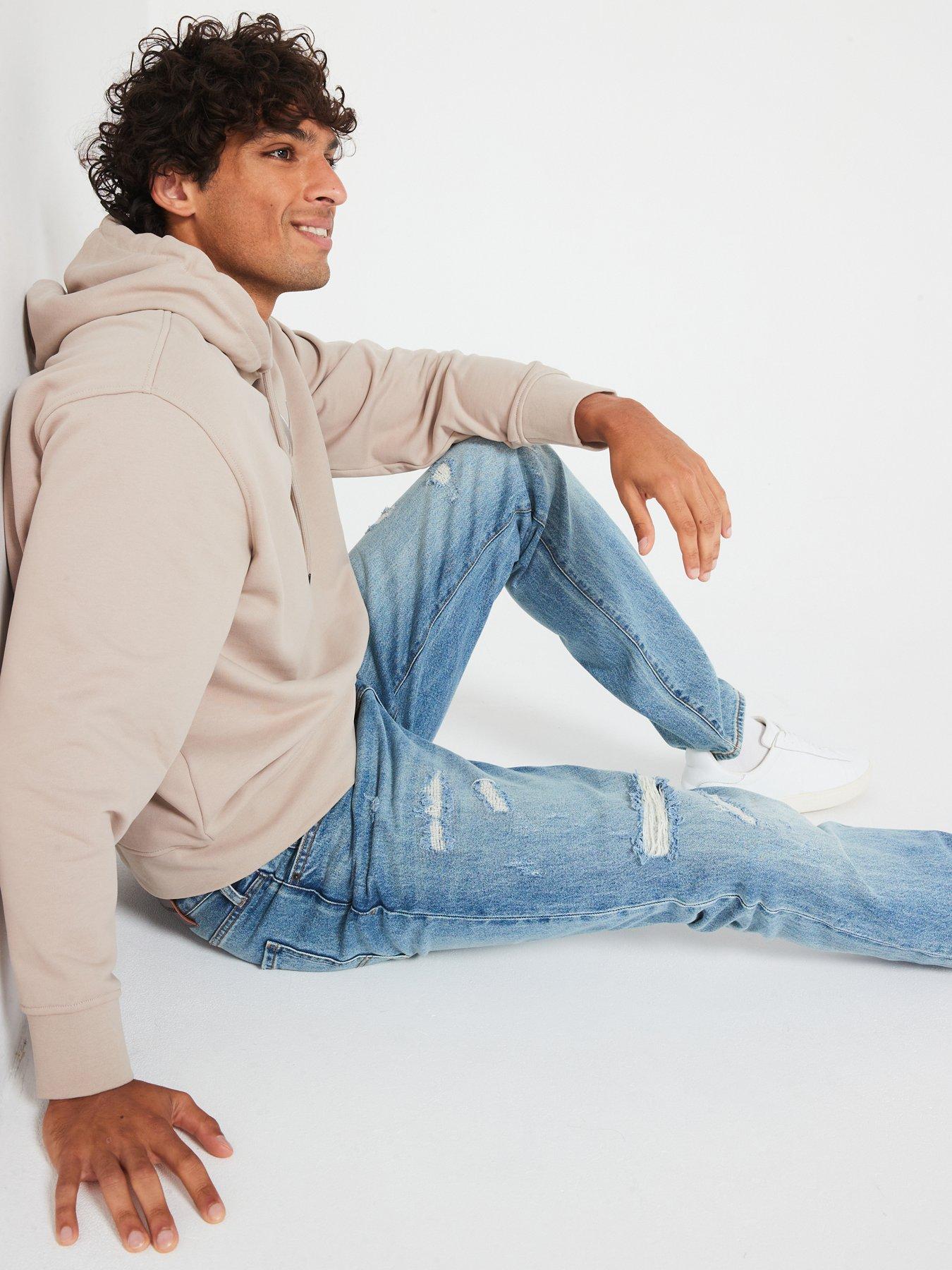  image of armani-exchange-j13-rip-amp-repair-slim-fit-jeans-light-wash
