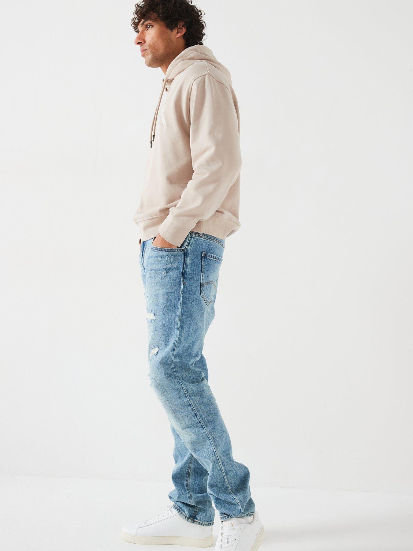  image of armani-exchange-j13-rip-amp-repair-slim-fit-jeans-light-wash