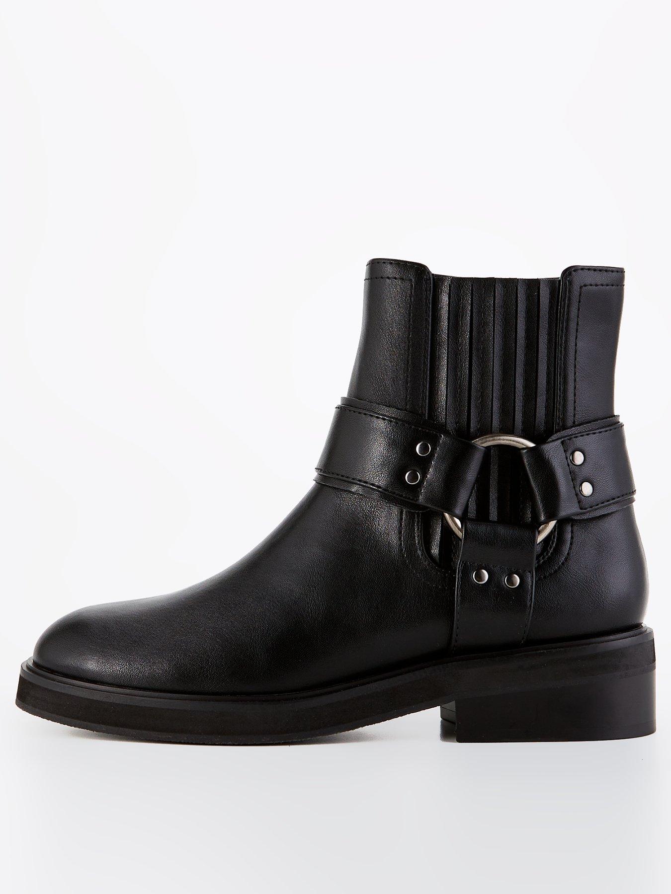 undefined Flat Biker Ankle Boot - Black