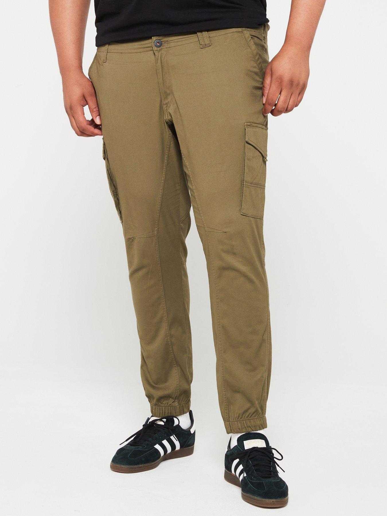 Jack & Jones Plus Paul Flake Slim Fit Cuffed Cargo Trousers - Green