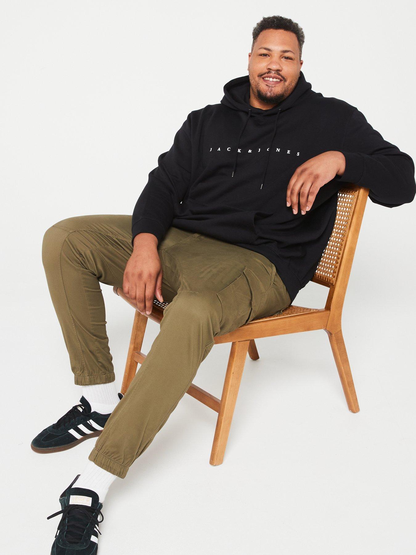  image of jack-jones-plus-paul-flake-slim-fit-cuffed-cargo-trousers-green