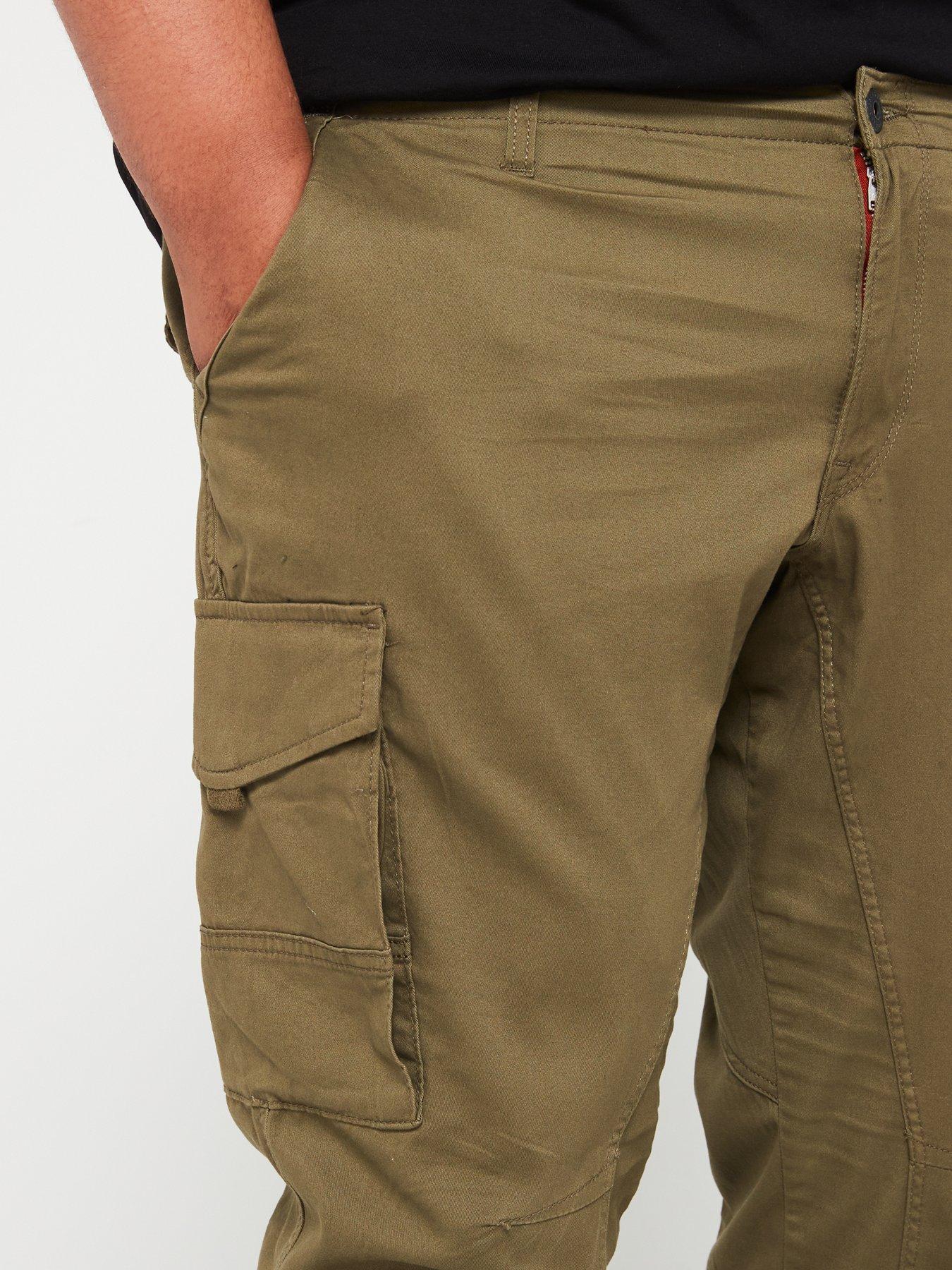  image of jack-jones-plus-paul-flake-slim-fit-cuffed-cargo-trousers-green