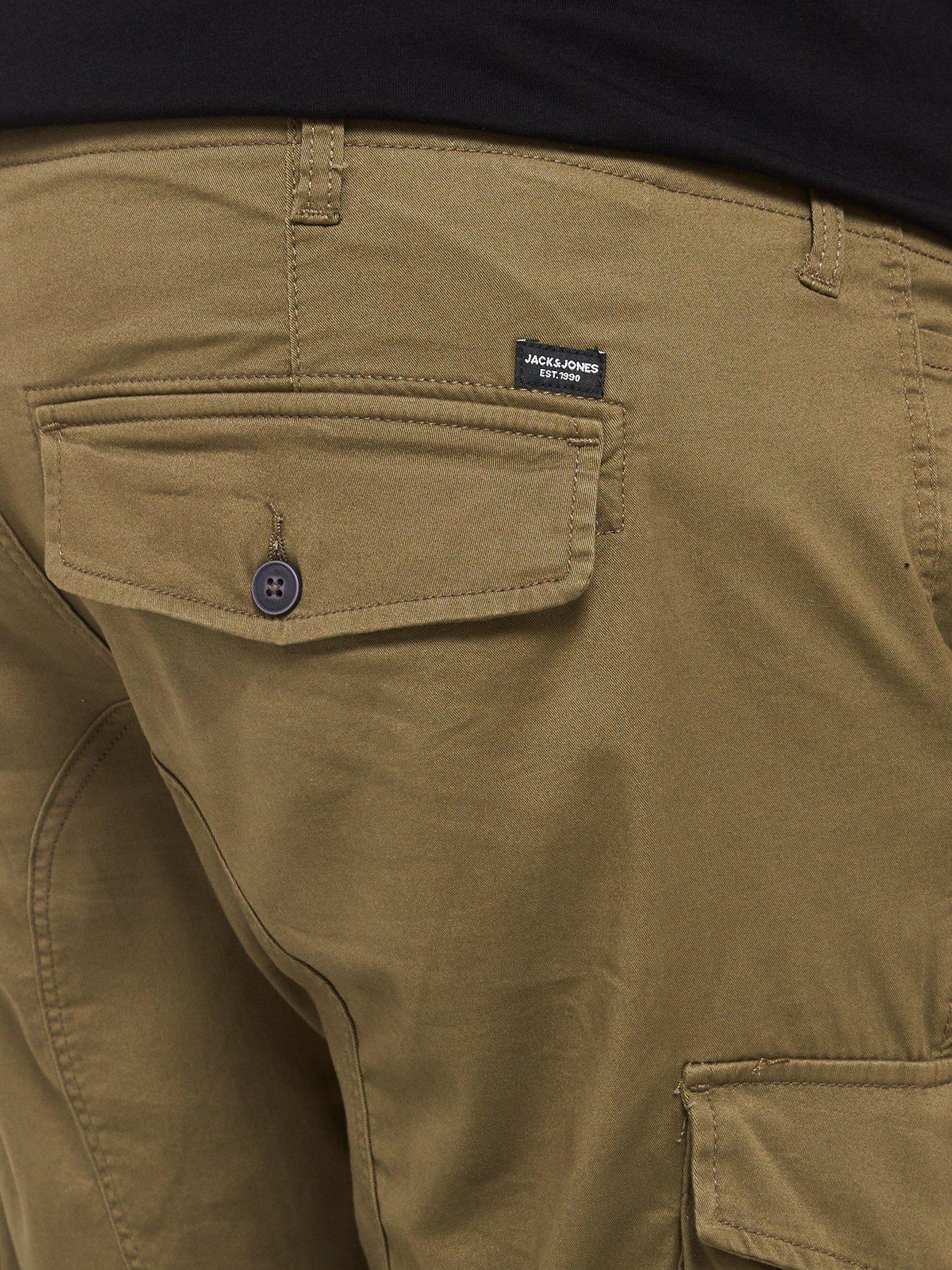  image of jack-jones-plus-paul-flake-slim-fit-cuffed-cargo-trousers-green