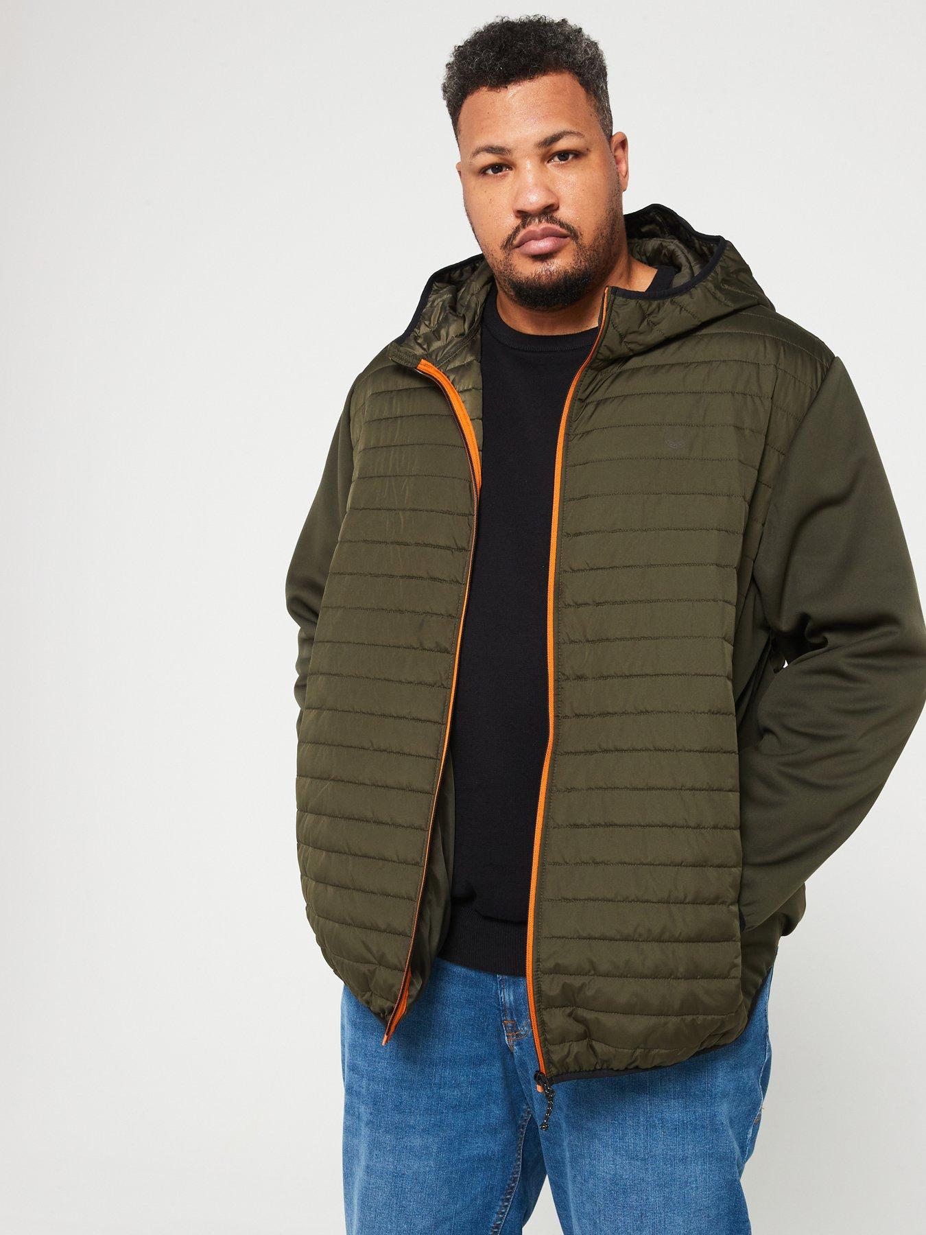 undefined Jack  &  Jones Plus Hooded Hybrid Quilted Jacket - Dark Green