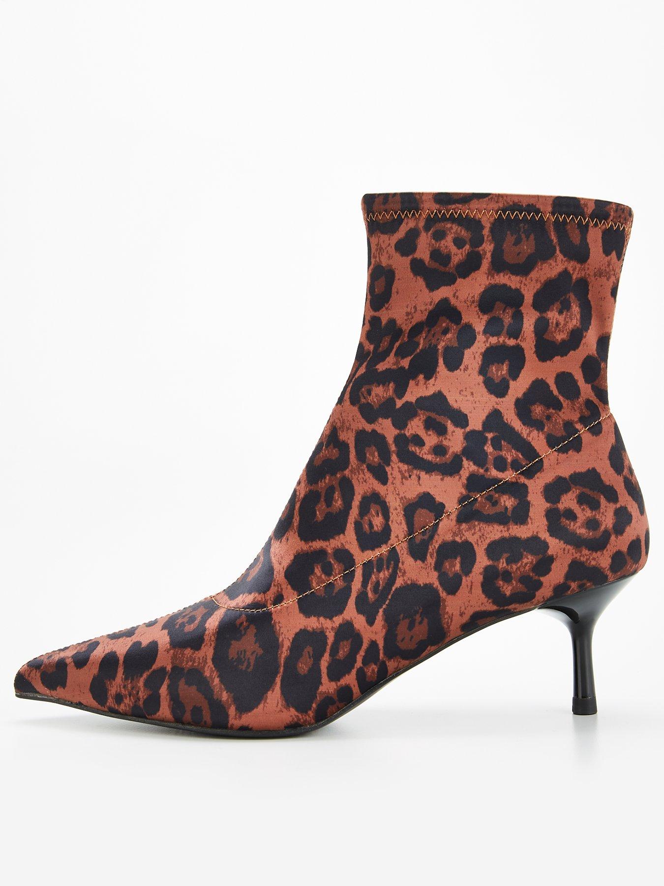 undefined Leopard Ankle Sock Boot - Brown