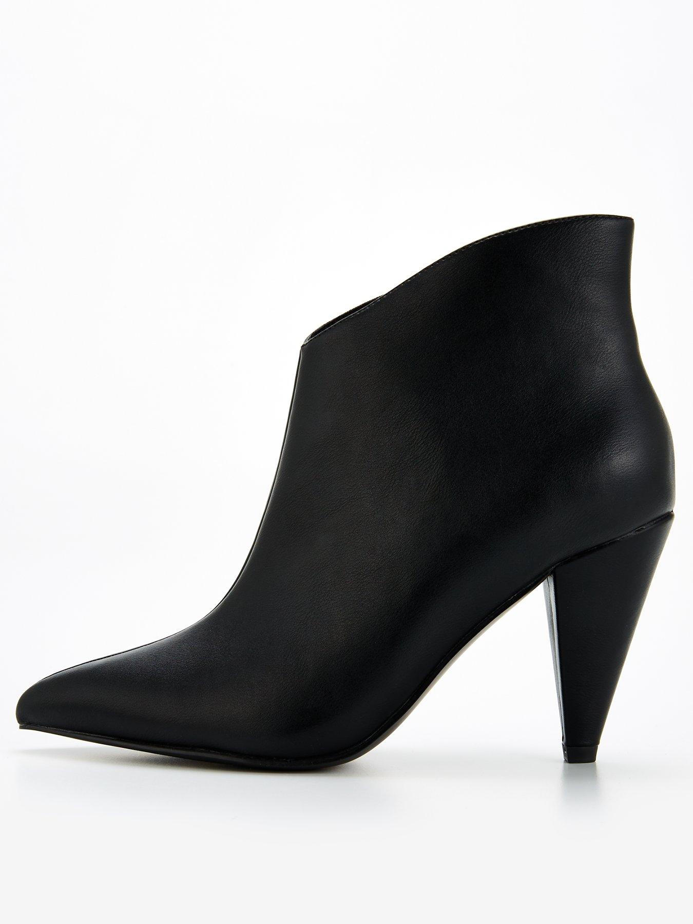 V by Very Cone Heel Pointed Ankle Boot Black littlewoods