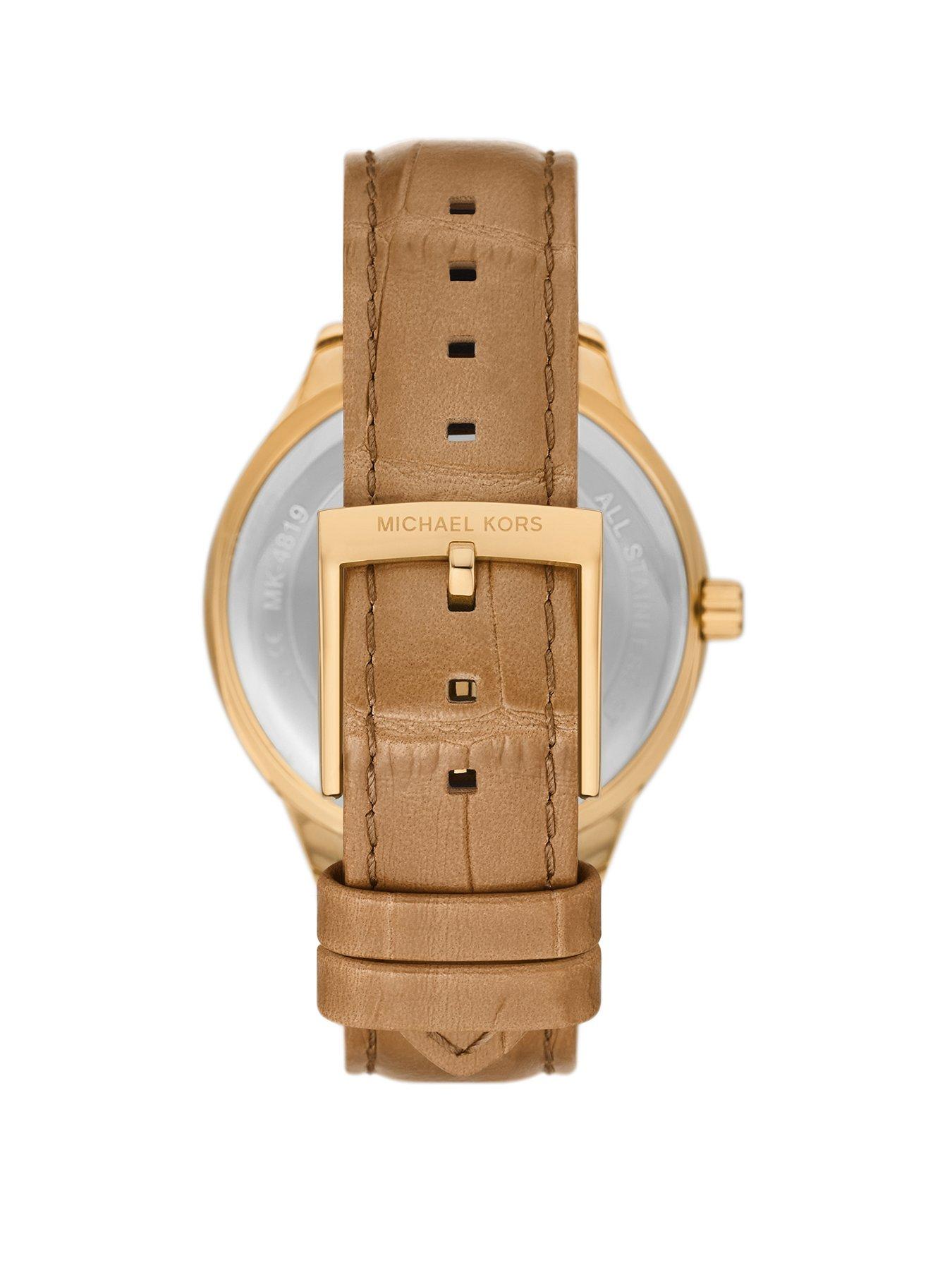 Image 2 of 5 of Michael Kors Sage Three-Hand Peanut Croco Embossed Leather Watch