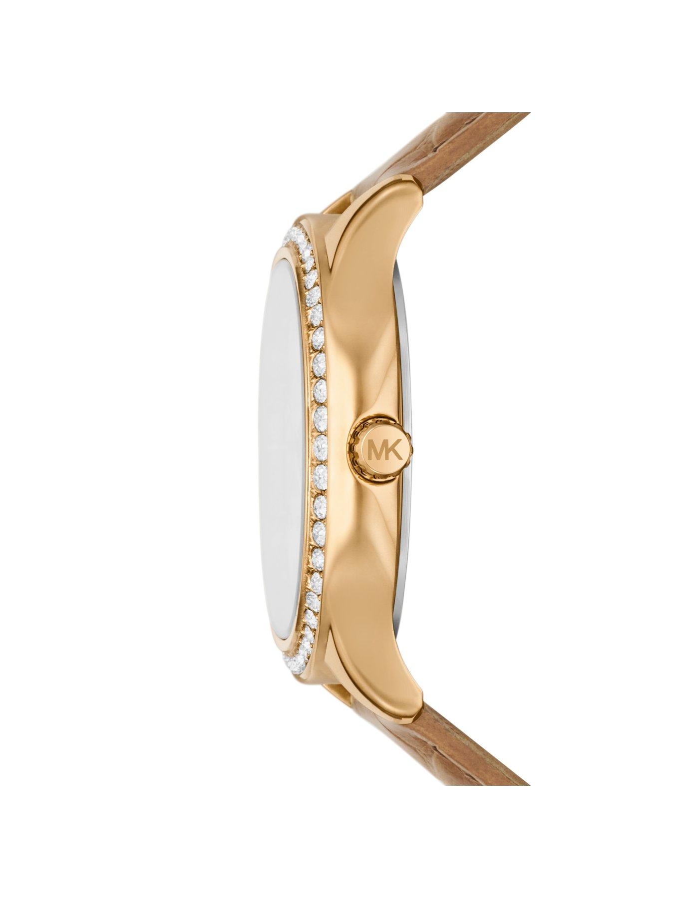 Image 4 of 5 of Michael Kors Sage Three-Hand Peanut Croco Embossed Leather Watch