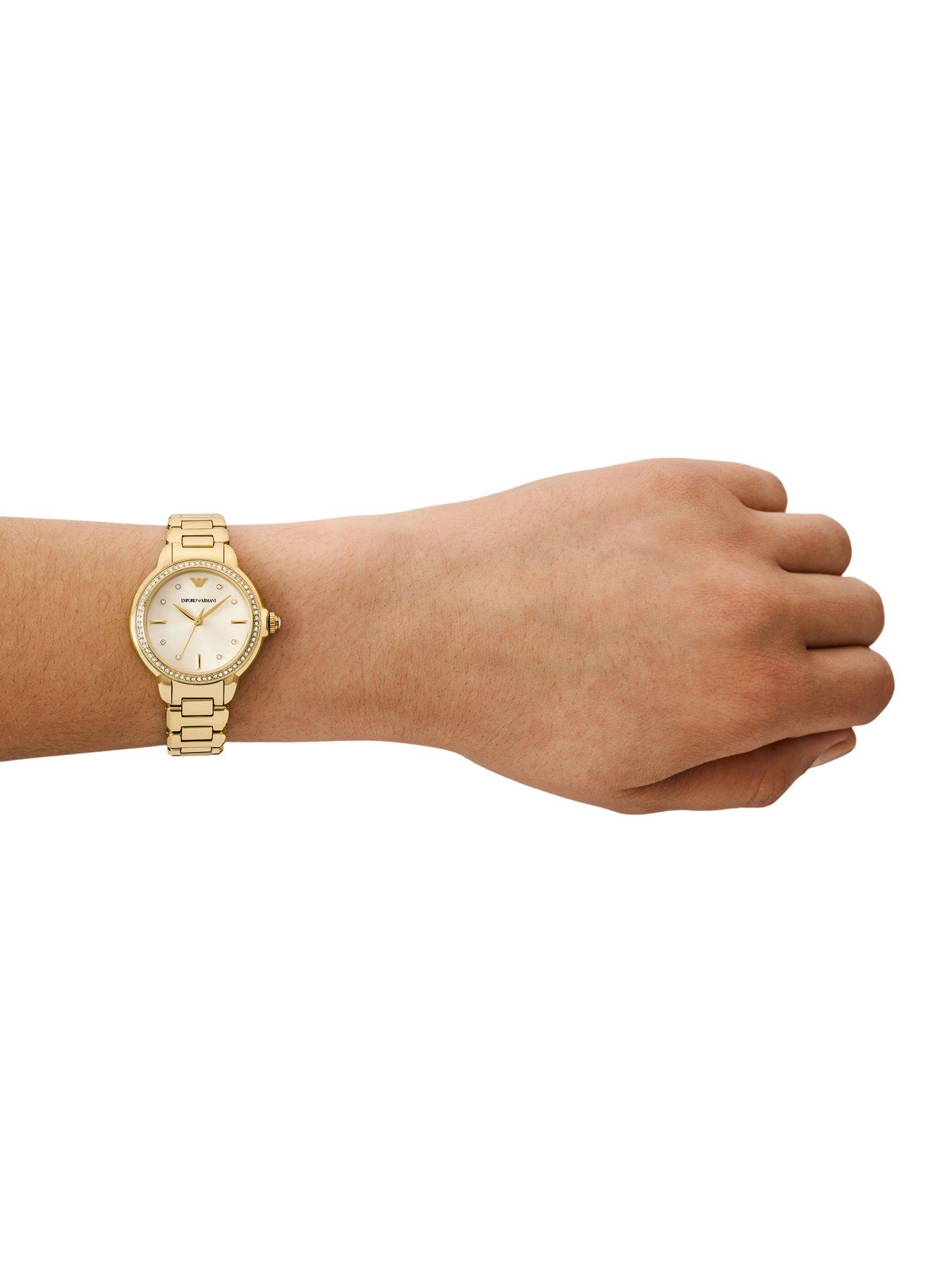  image of emporio-armani-3-hand-gold-tone-stainless-steel-watch