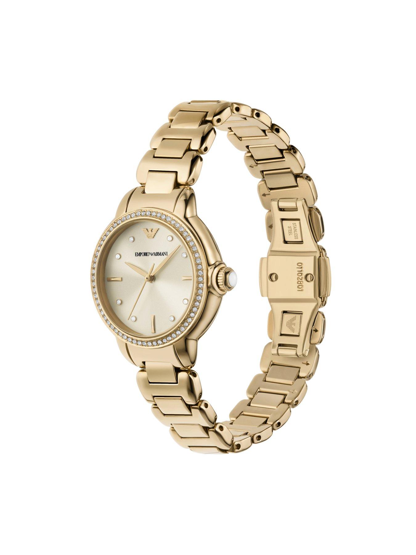  image of emporio-armani-3-hand-gold-tone-stainless-steel-watch