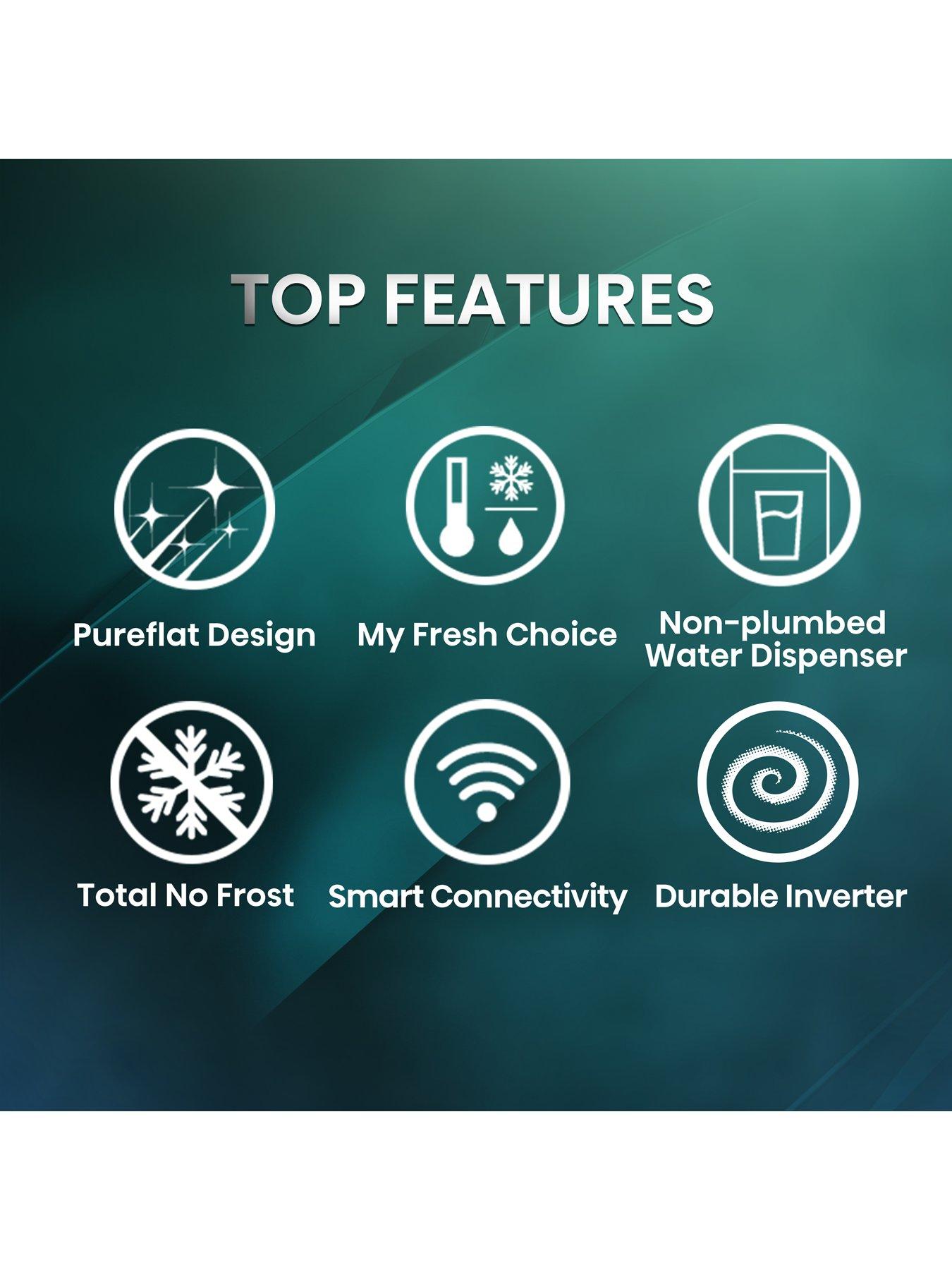  image of hisense-pureflat-slim-rq5p470smie-total-no-frost-american-fridge-freezer-with-my-fresh-choice-zone-stainless-steel