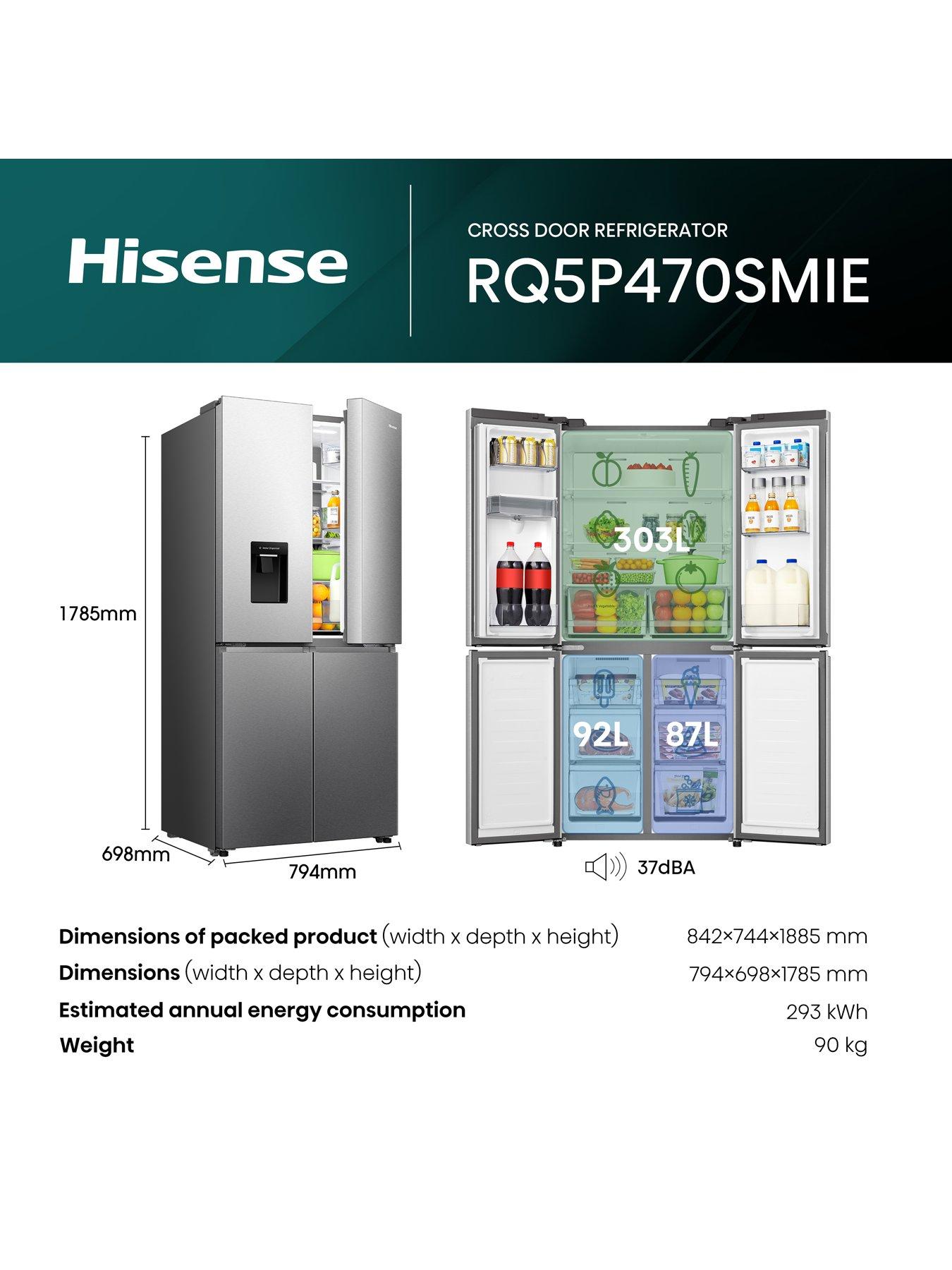  image of hisense-pureflat-slim-rq5p470smie-total-no-frost-american-fridge-freezer-with-my-fresh-choice-zone-stainless-steel
