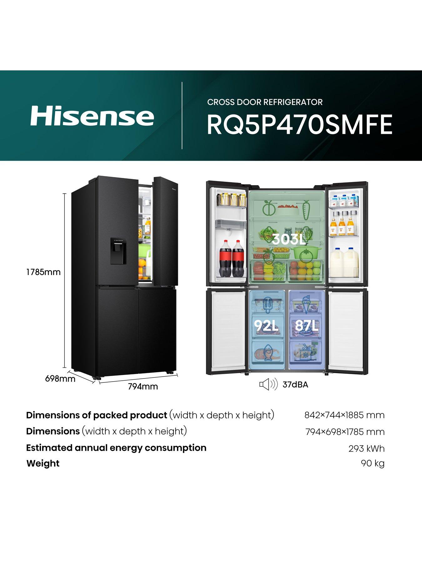 image of hisense-pureflat-slim-rq5p470smfe-total-no-frost-american-fridge-freezer-with-my-fresh-choice-zone-black-stainless-steel