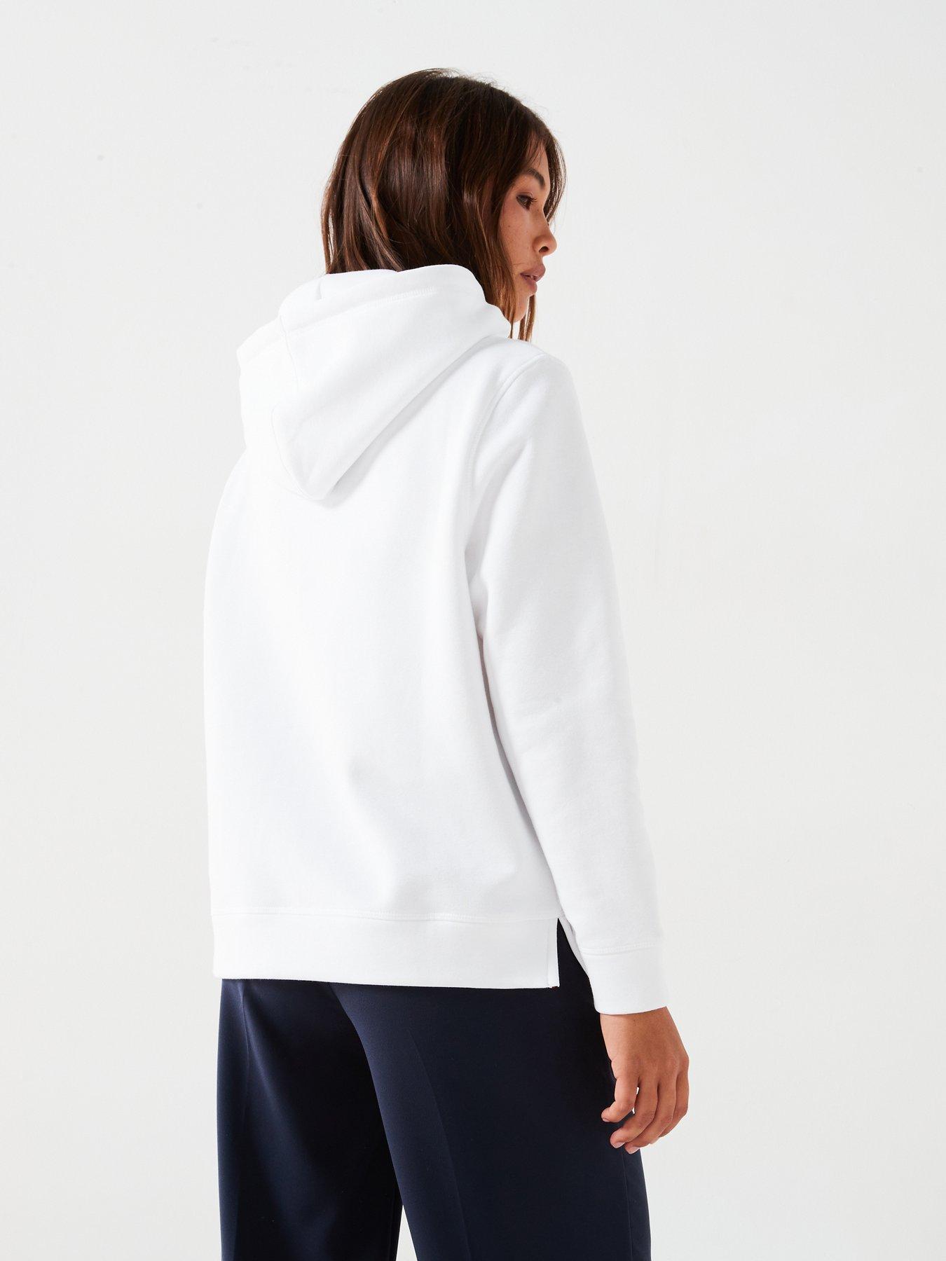 Image 2 of 6 of Tommy Hilfiger Womens Heritage Logo Cotton-Blend Hoodie - White